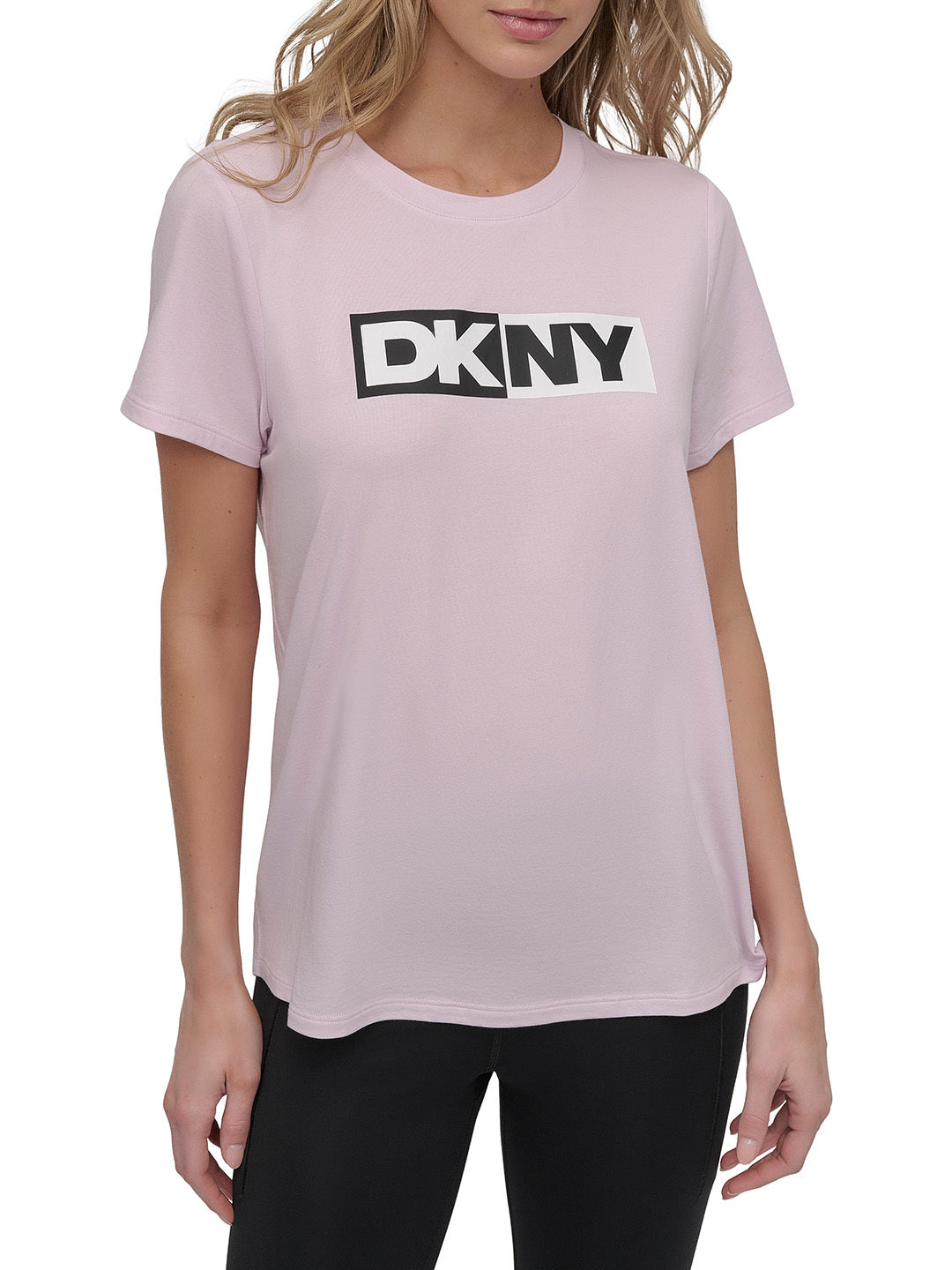 DKNY Women Pink Solid Round Neck TShirt
