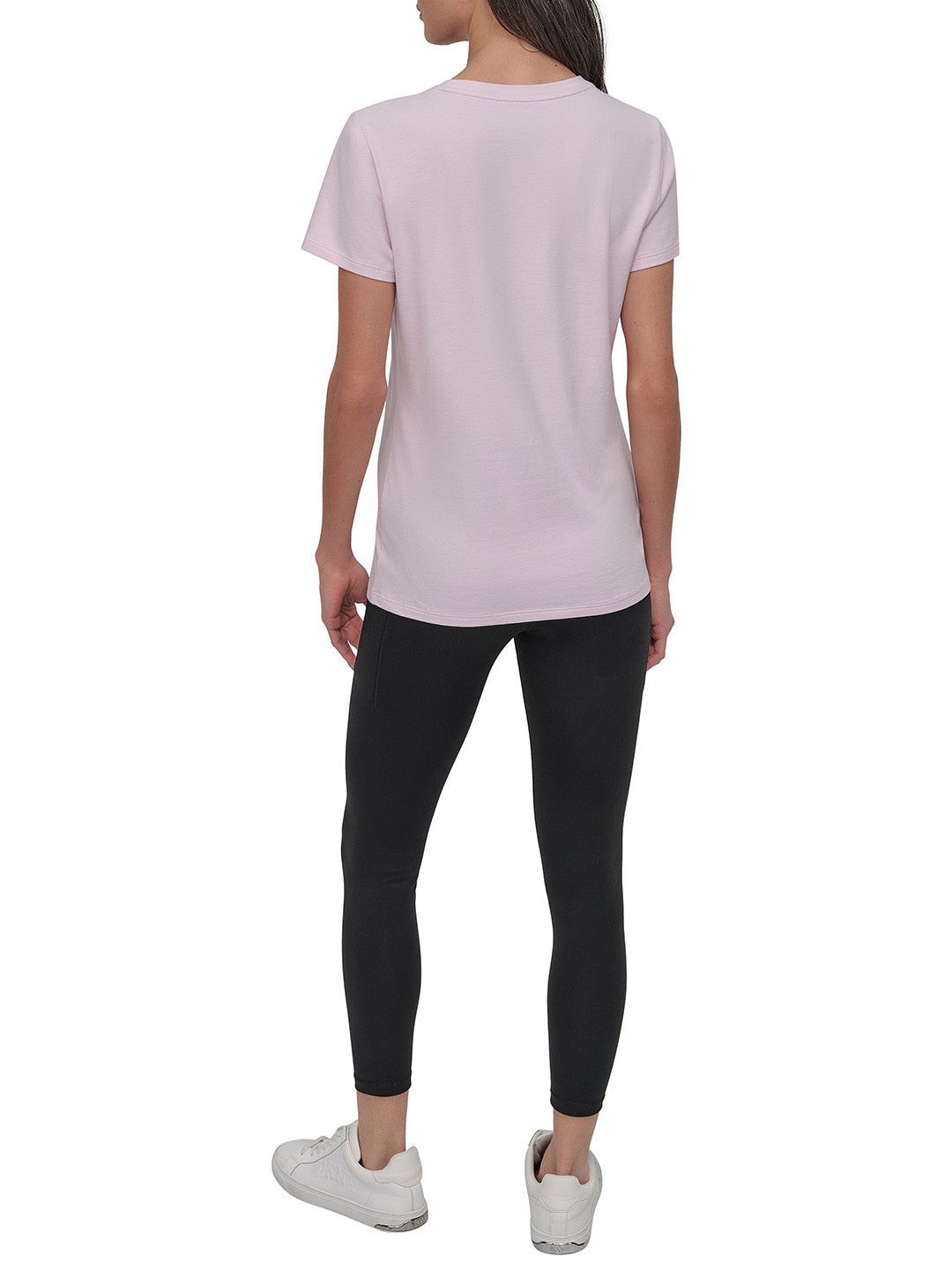 DKNY Logo Printed Women Pink Solid Round Neck TShirt