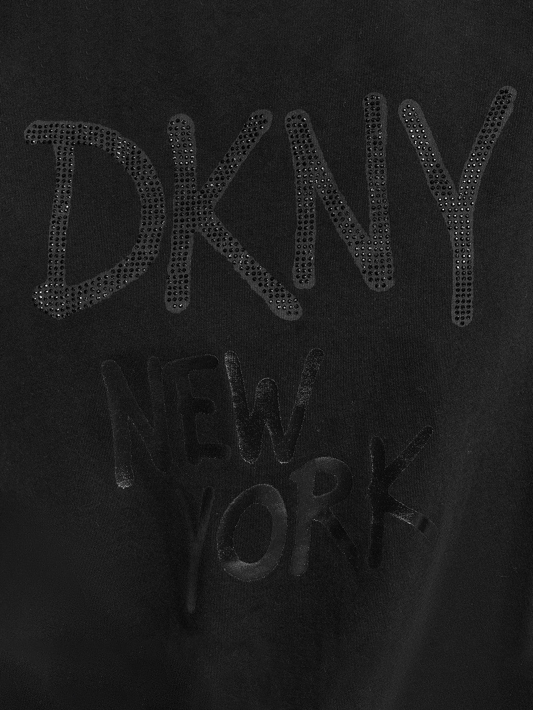 DKNY Women Black Solid Round Neck Tshirt