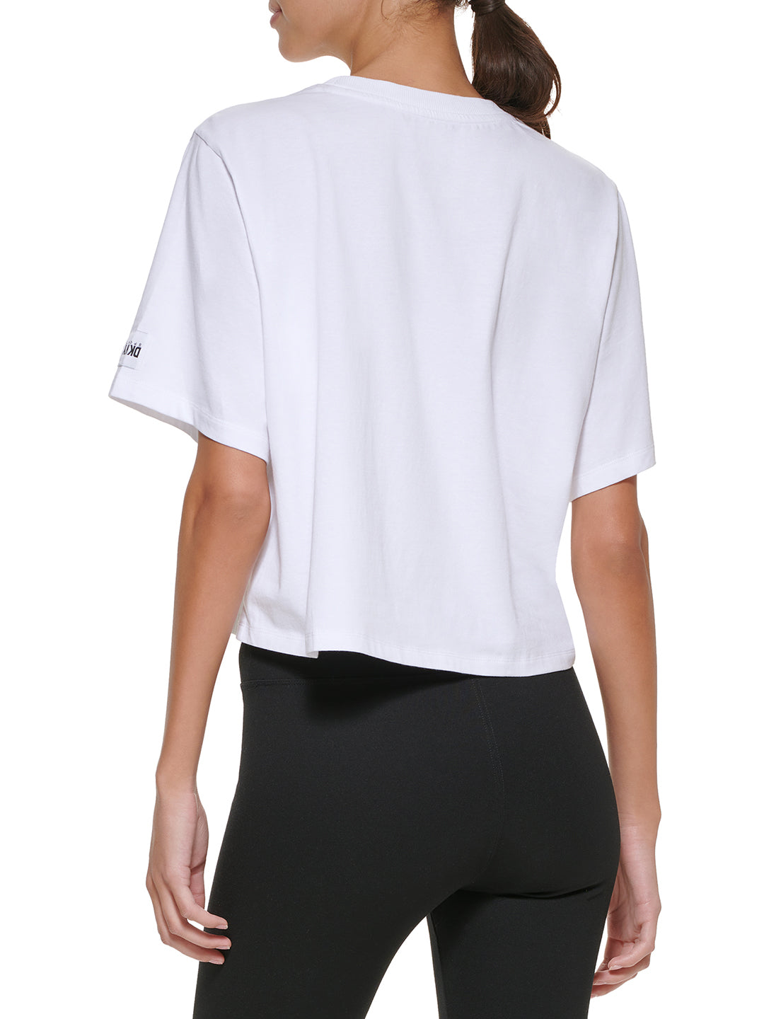 DKNY Women White Printed Round Neck Short Sleeves T-Shirt