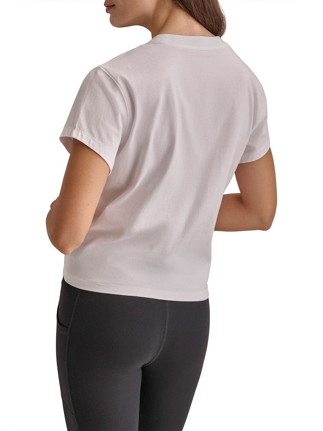 DKNY Women White Solid Round Neck Tshirt