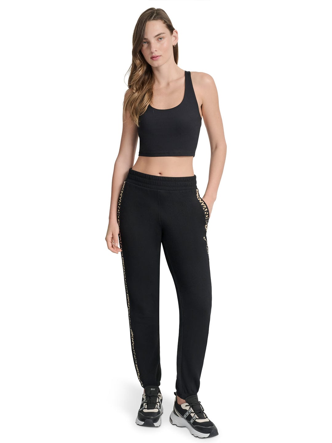 DKNY Women Black Jogger Tape Sweatpant