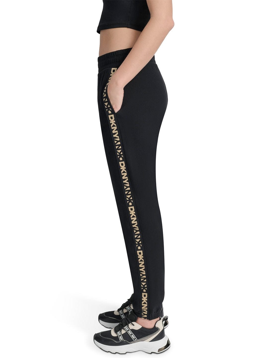 DKNY Women Black Jogger Tape Sweatpant