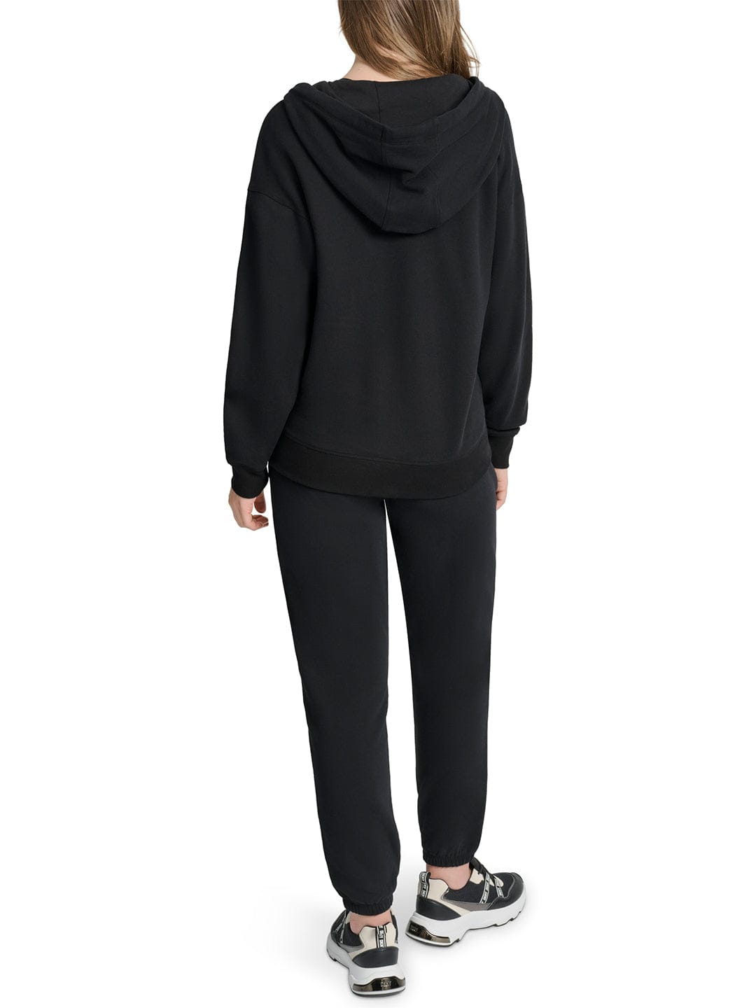 DKNY Women Black Tape Hooded Sweatshirt