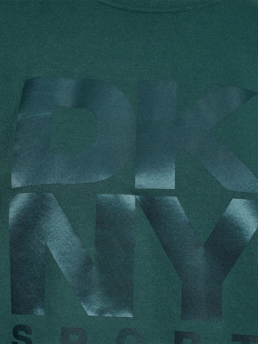 DKNY Women Green Solid Round Neck Sweatshirt