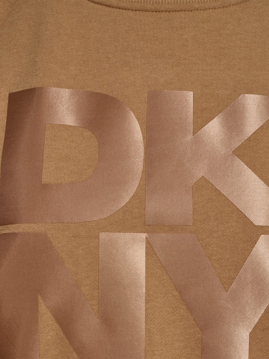 DKNY Women Brown Solid Round Neck Sweatshirt