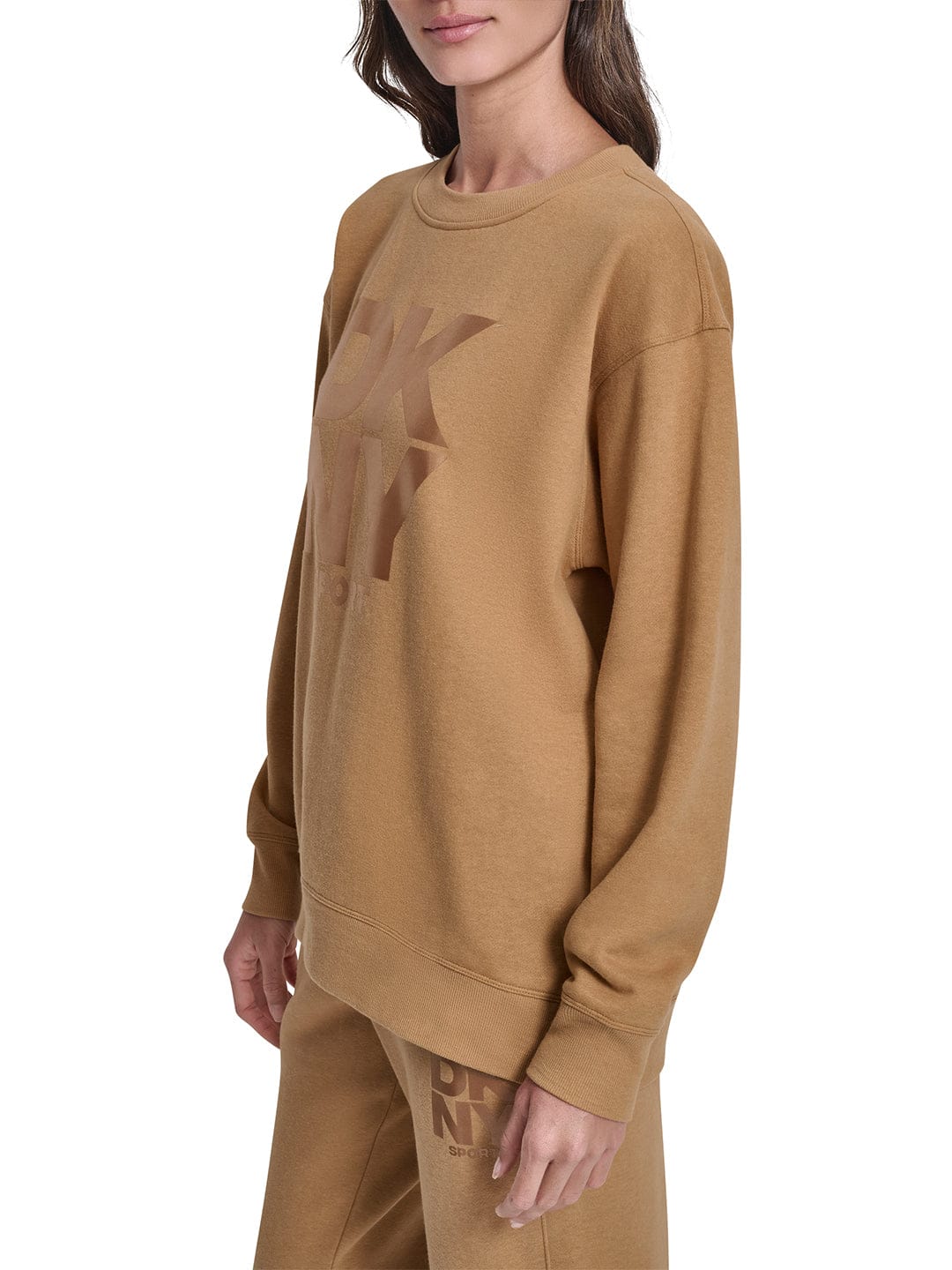 DKNY Women Brown Solid Round Neck Sweatshirt