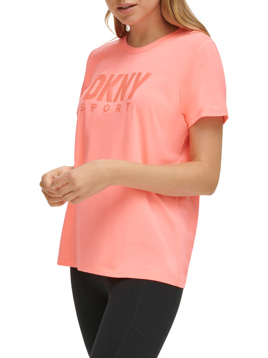 DKNY Women Pink Printed Round Neck Short Sleeves T-Shirt
