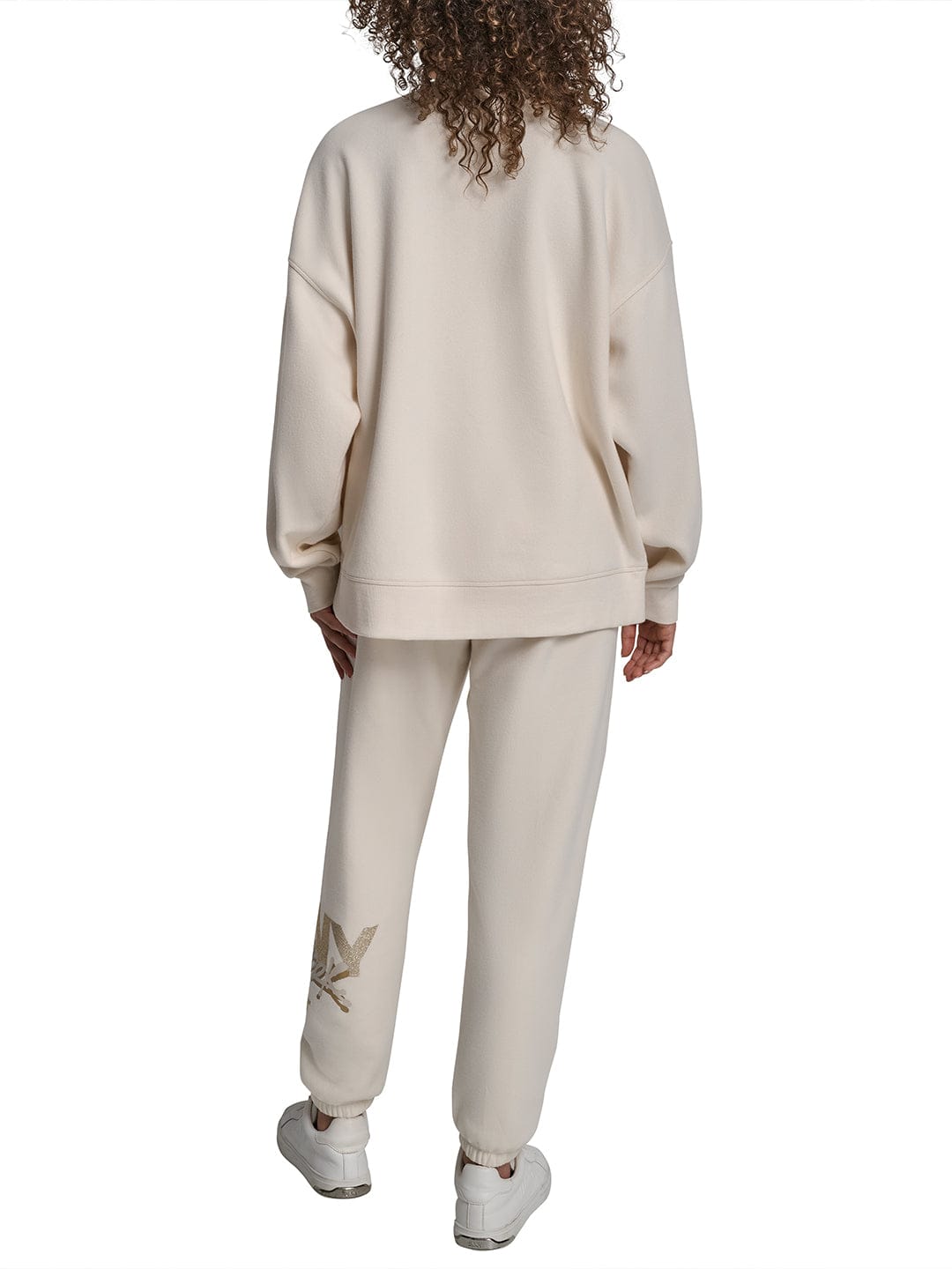 DKNY Women Cream Placement Print Round Neck Sweatshirt