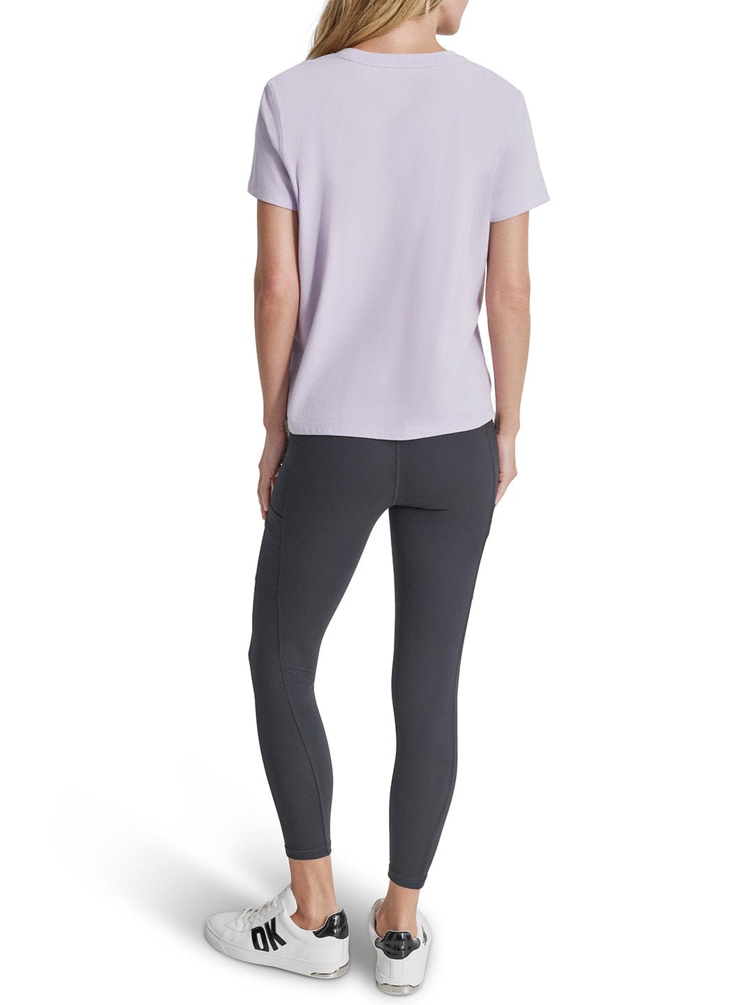 DKNY Women Purple Solid Round Neck Tshirt