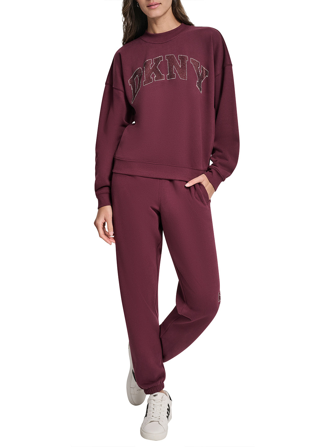 DKNY Women Red Embellished Round Neck Sweatshirt