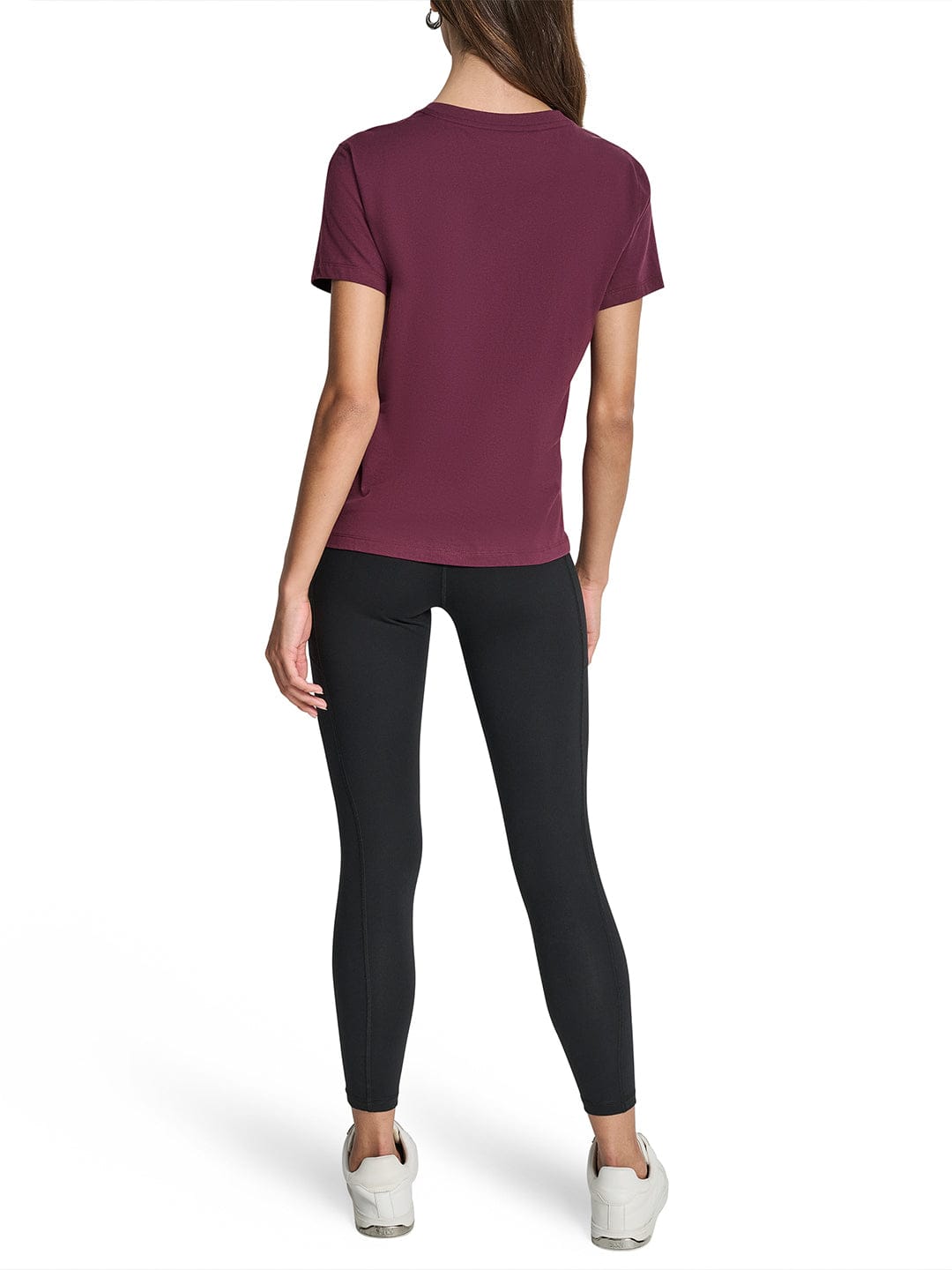DKNY Women Red Solid Round Neck Tshirt