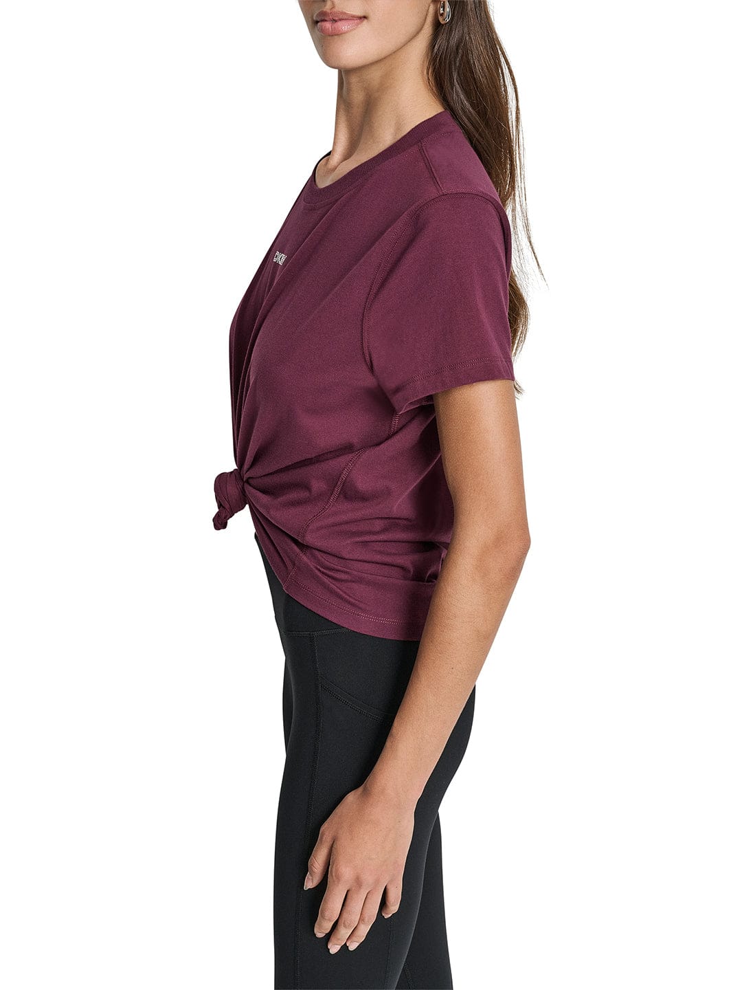 DKNY Women Red Solid Round Neck Tshirt