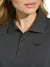 DKNY Women Black Solid Polo Collar Short Sleeves T-Shirt