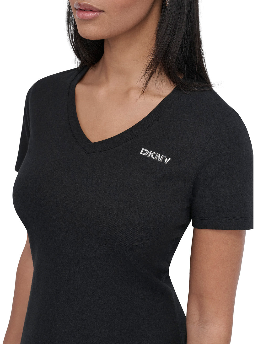DKNY Women Black Solid V Neck Dress