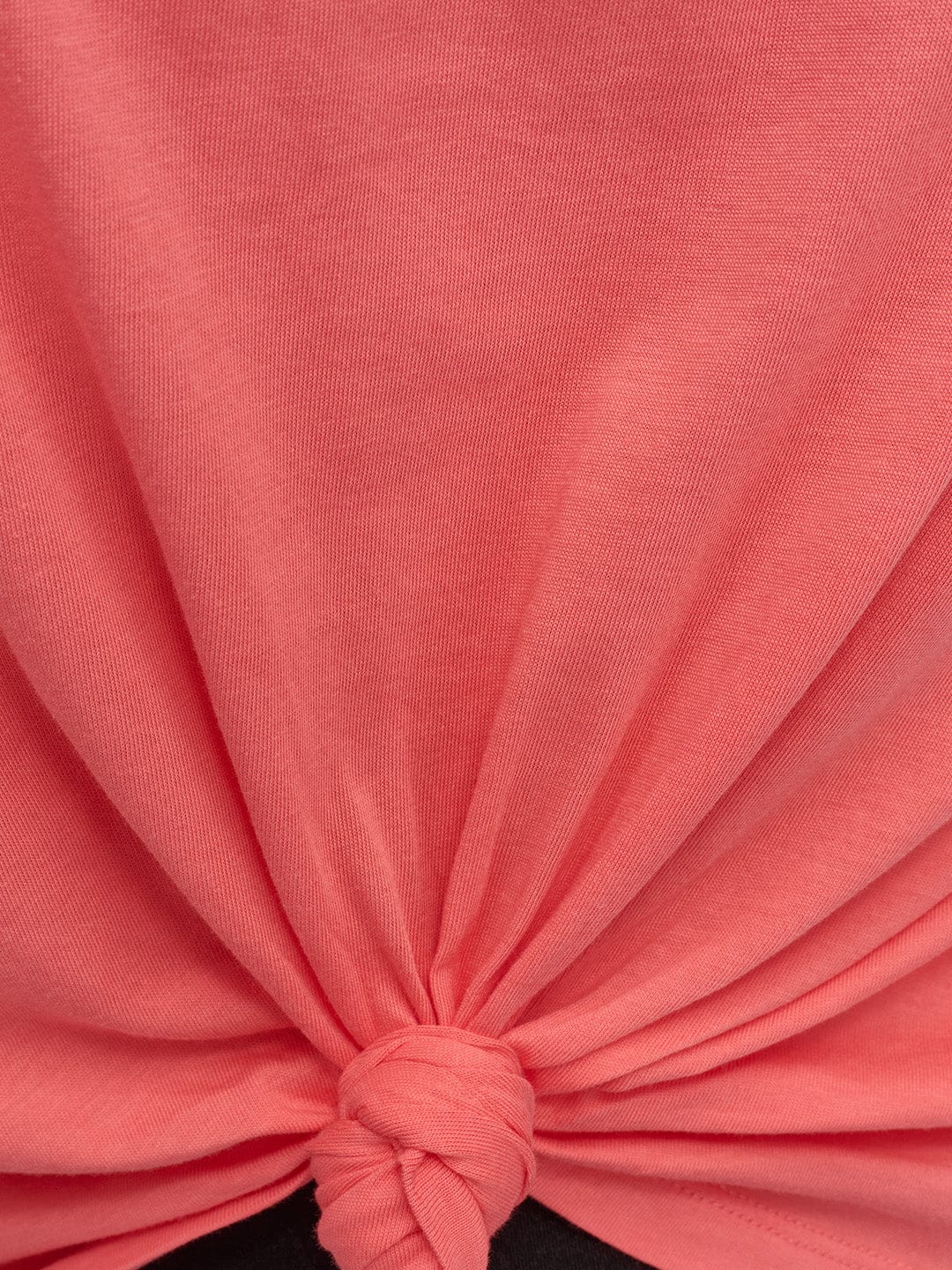 DKNY Women Orange Solid Round Neck Tshirt