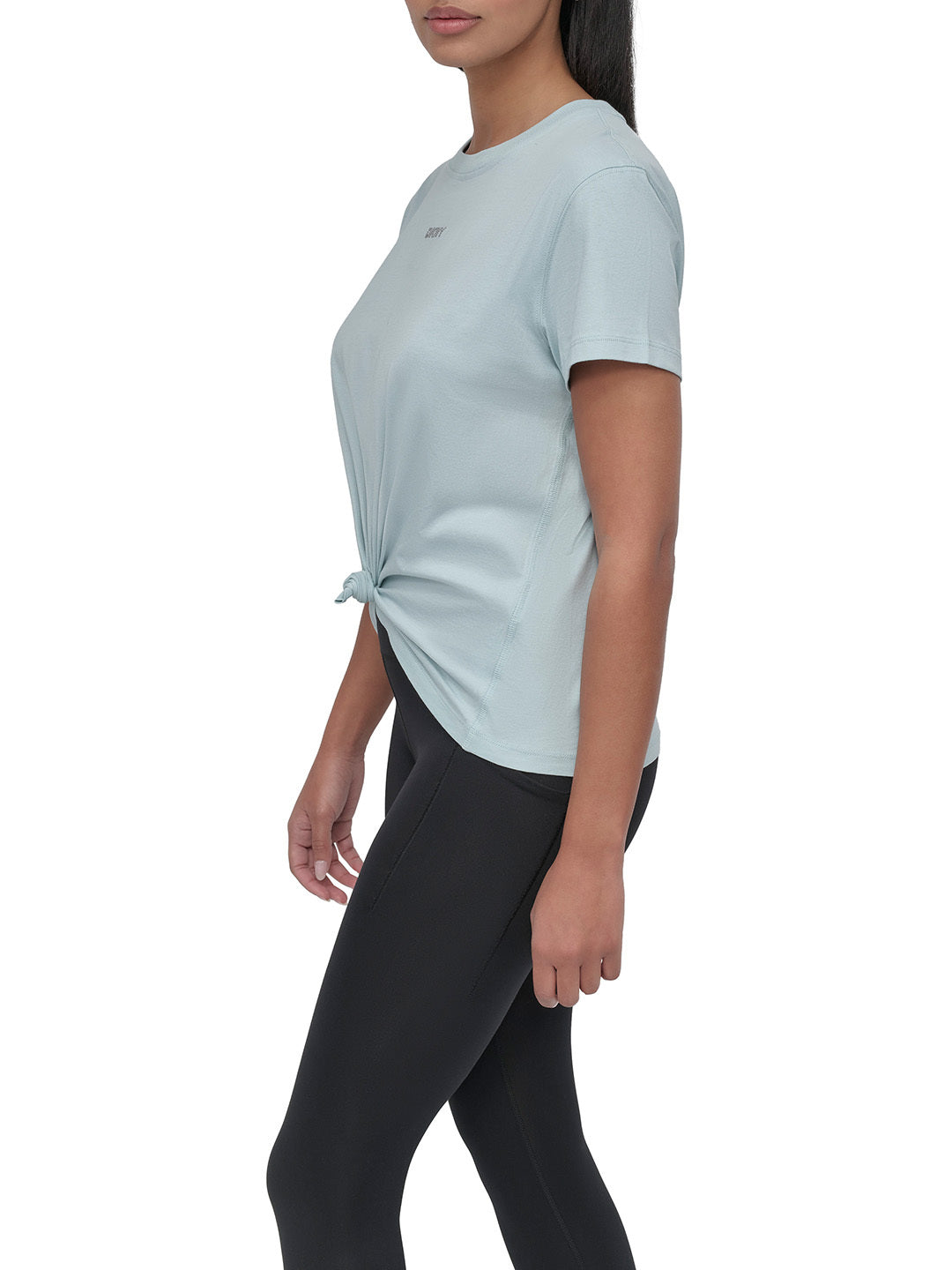 DKNY Women Blue Solid Round Neck TShirt