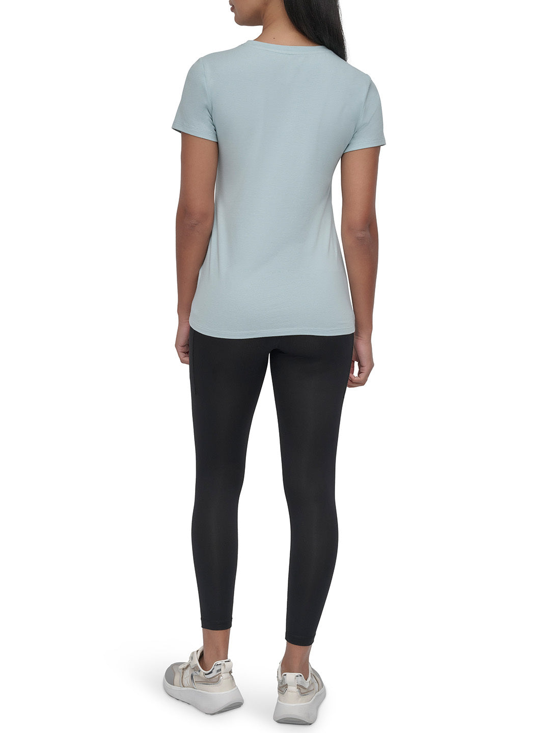 DKNY Women Blue Solid Round Neck TShirt