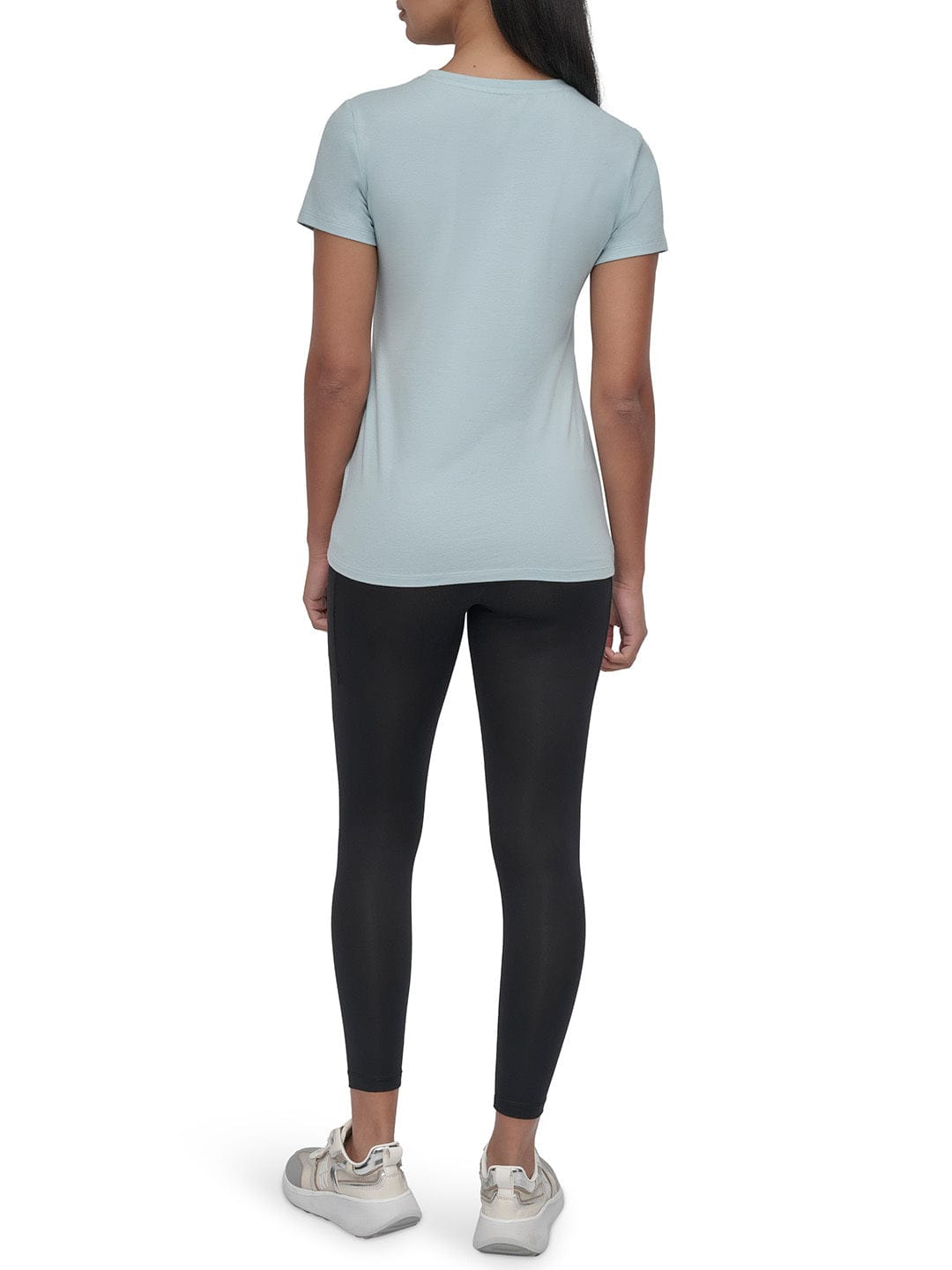 DKNY Women Blue Solid Round Neck TShirt