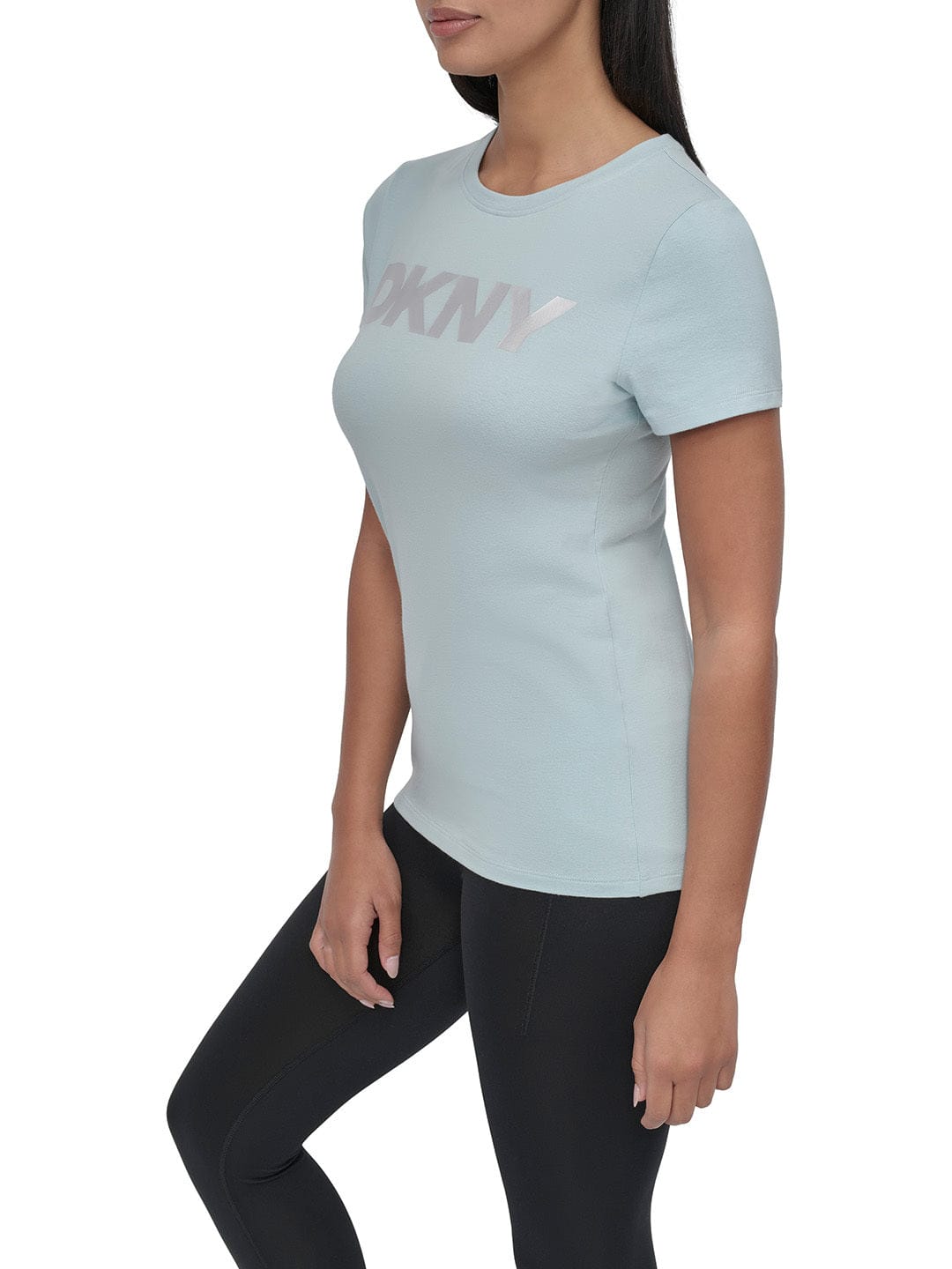 DKNY Women Blue Solid Round Neck TShirt