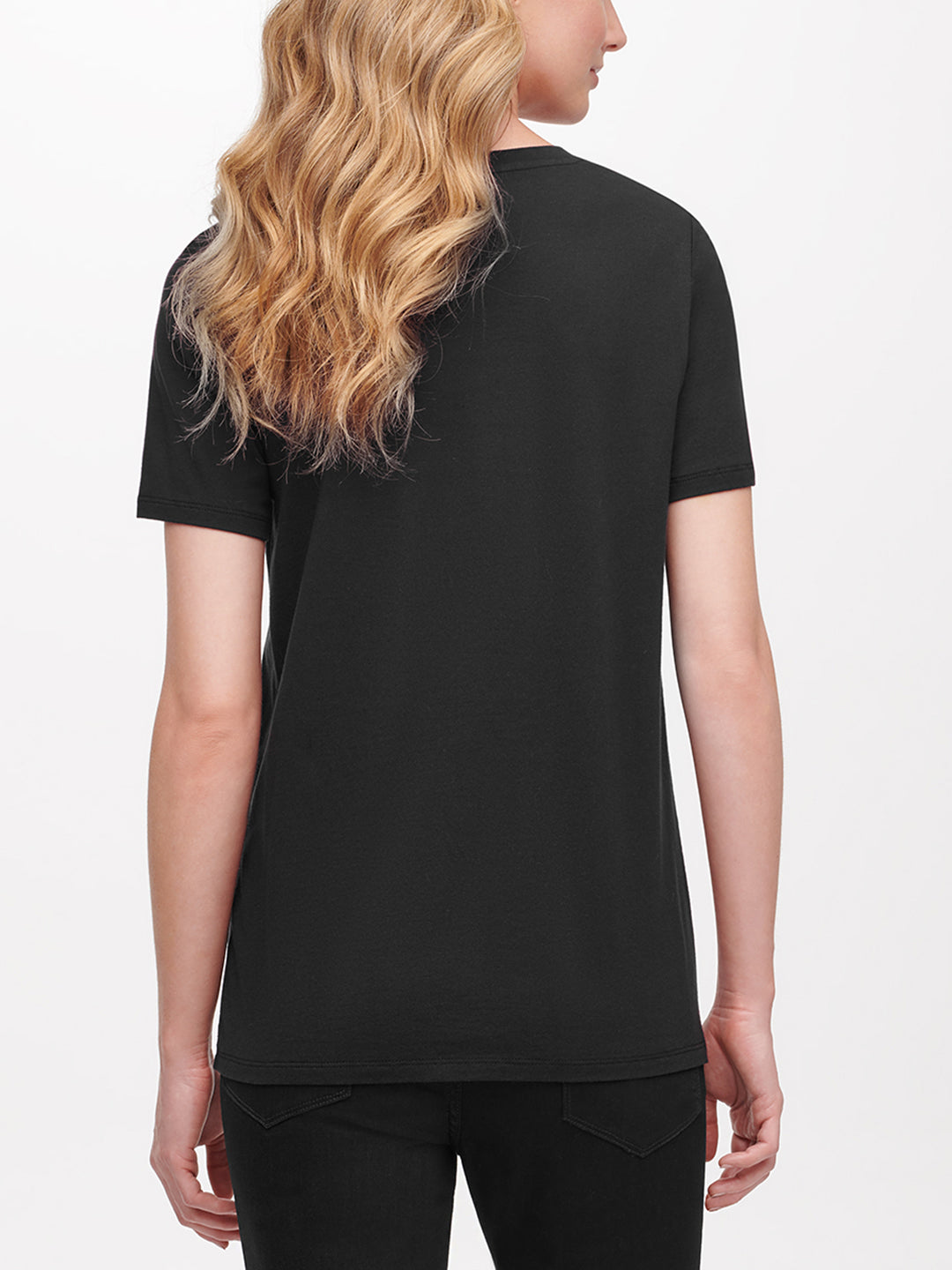 DKNY Women Black Printed Round Neck Short Sleeves T-Shirt