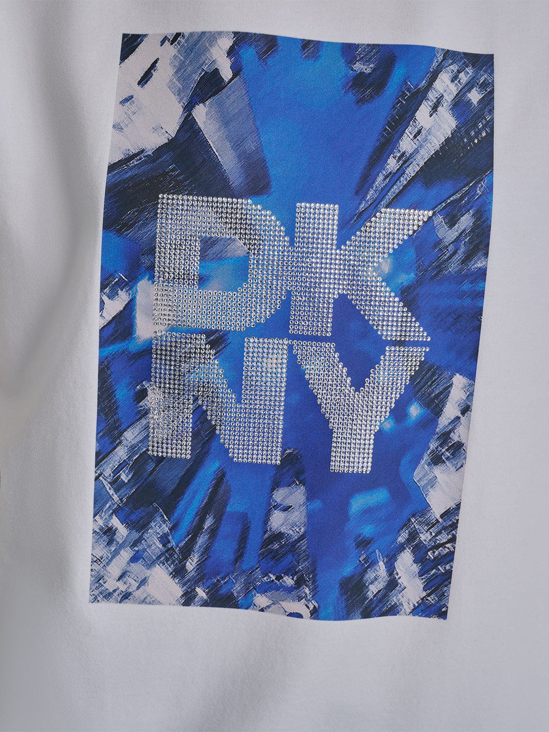 DKNY Women White Placement Print Round Neck Tshirt