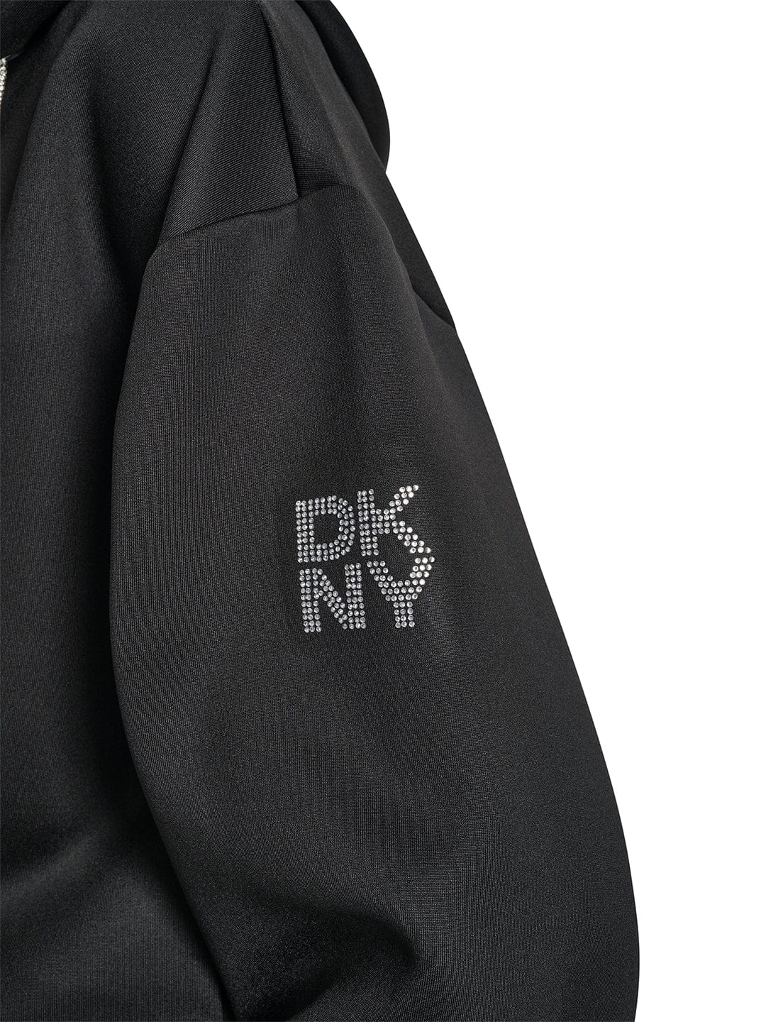 DKNY Women Black Solid Hooded Sweatshirt