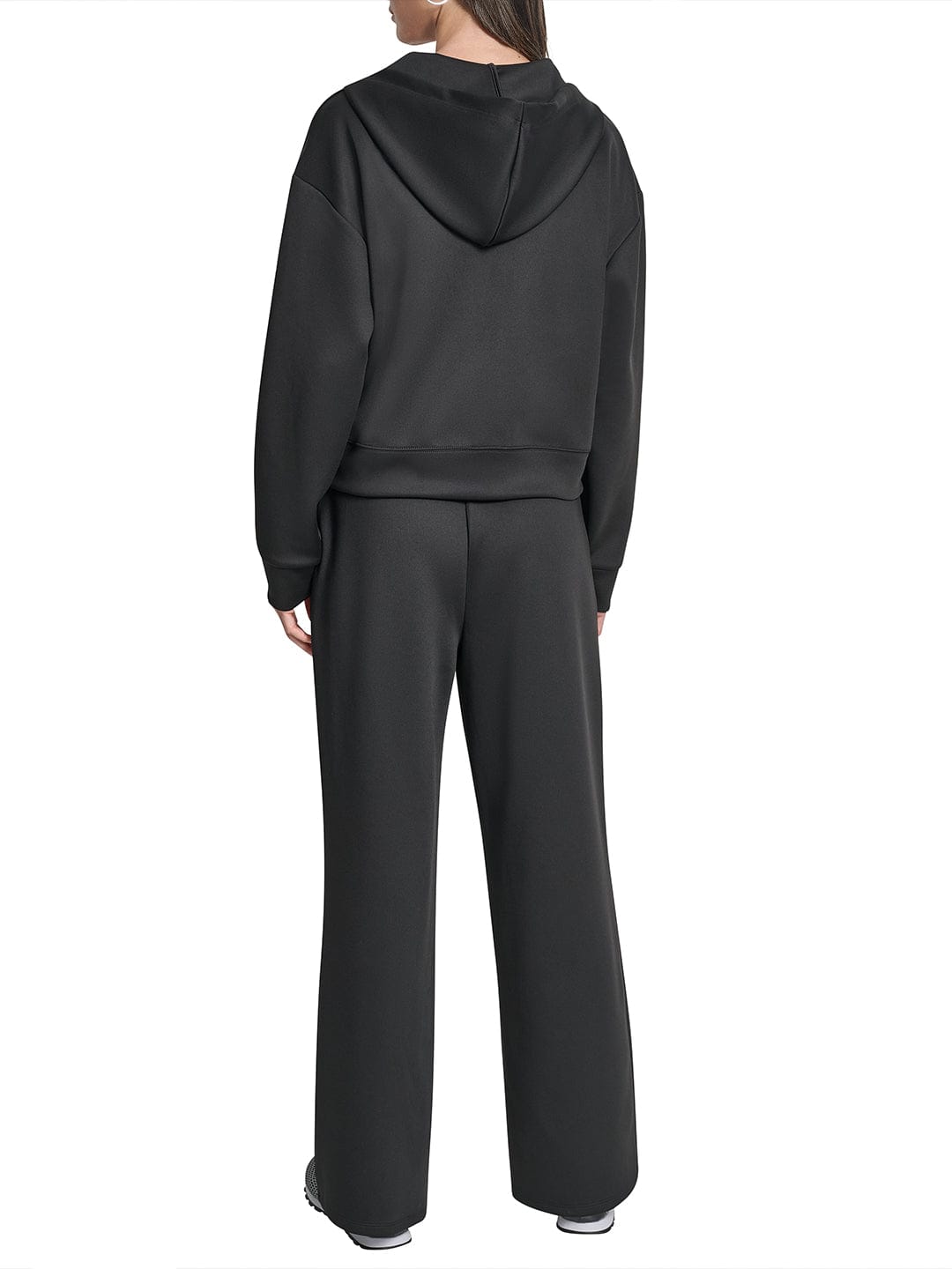 DKNY Women Black Solid Hooded Sweatshirt