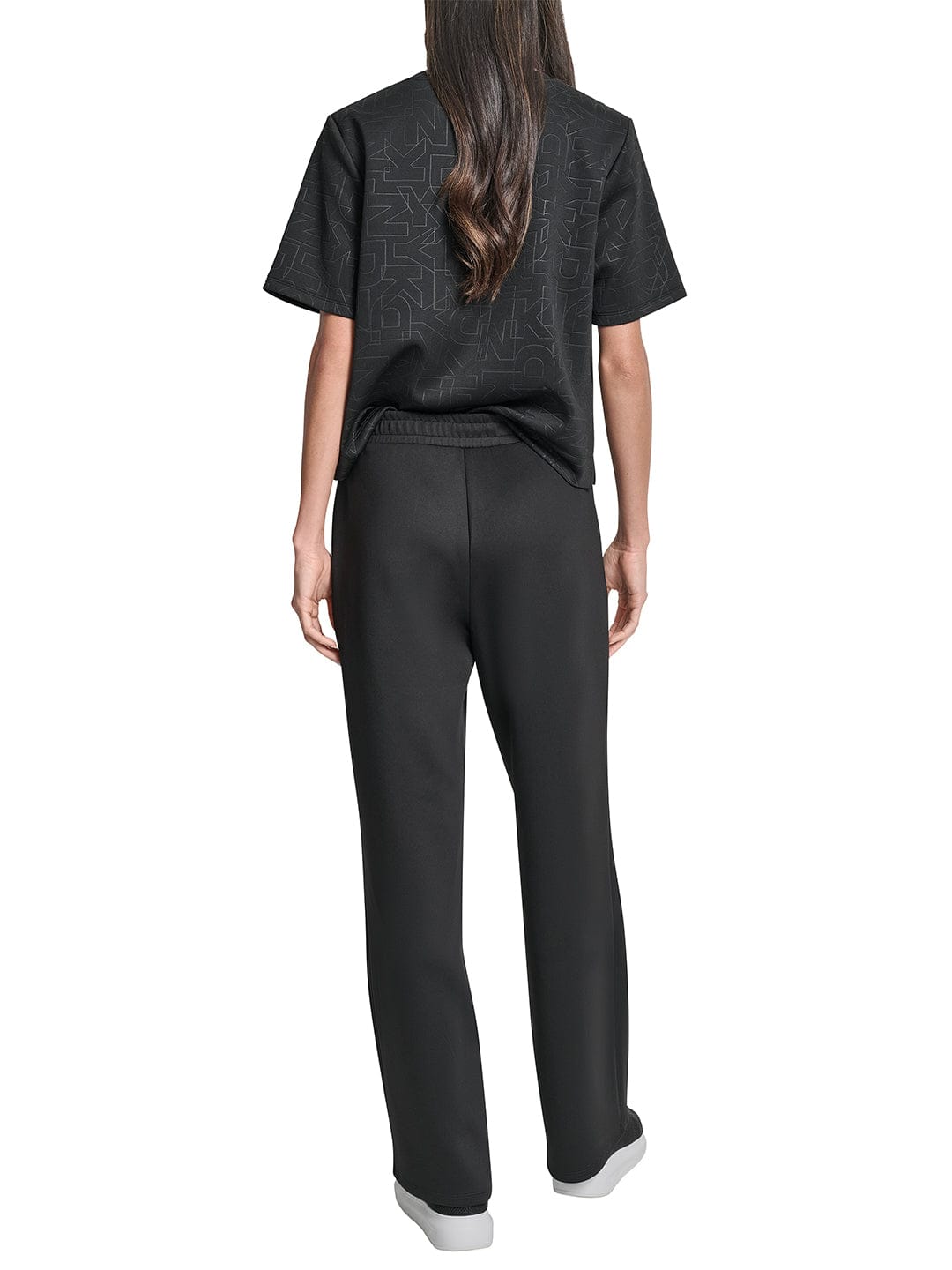 DKNY Women Black Straight Fit Solid Sweatpant