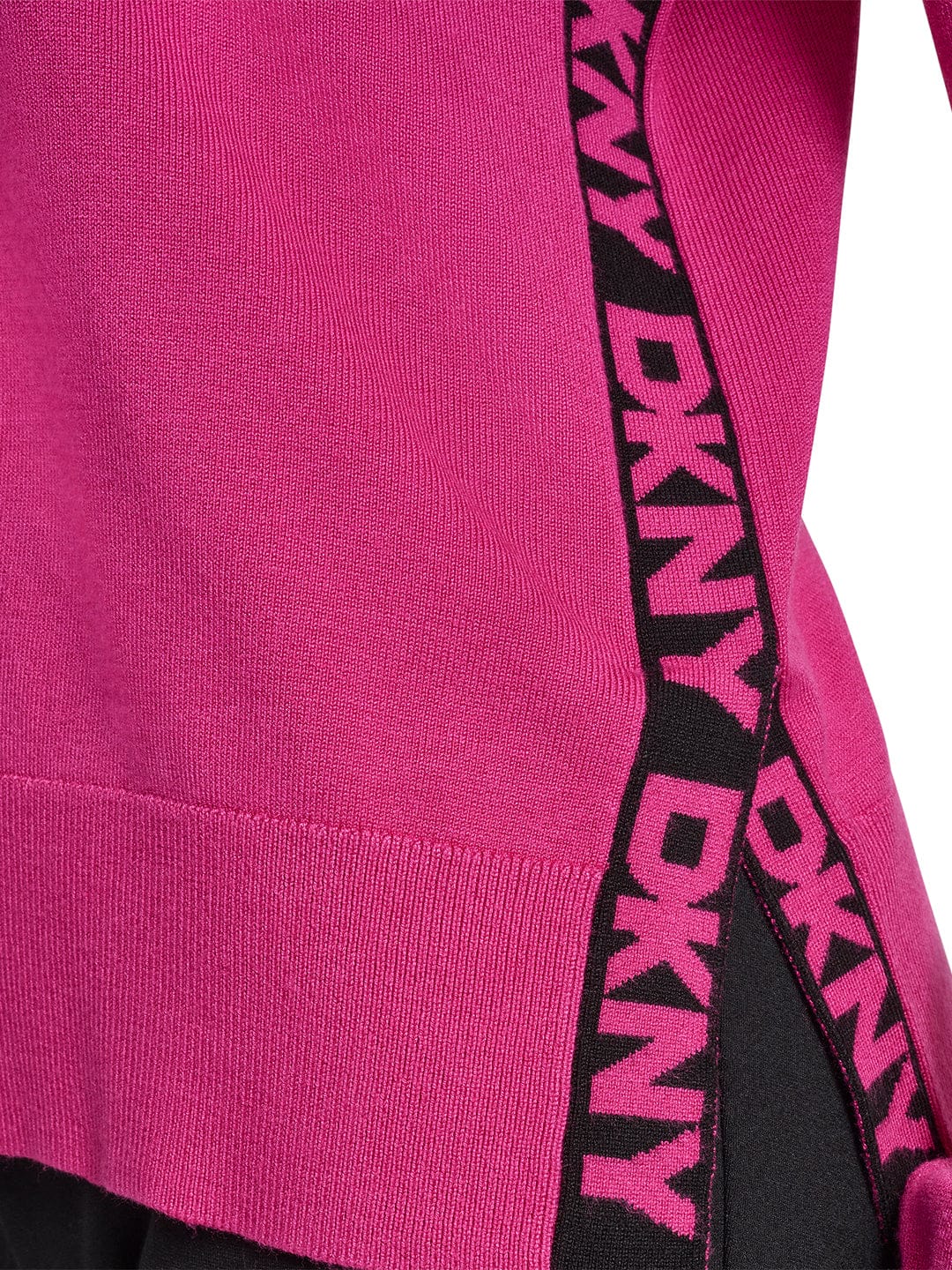 DKNY Women Pink Tape Round Neck Sweater