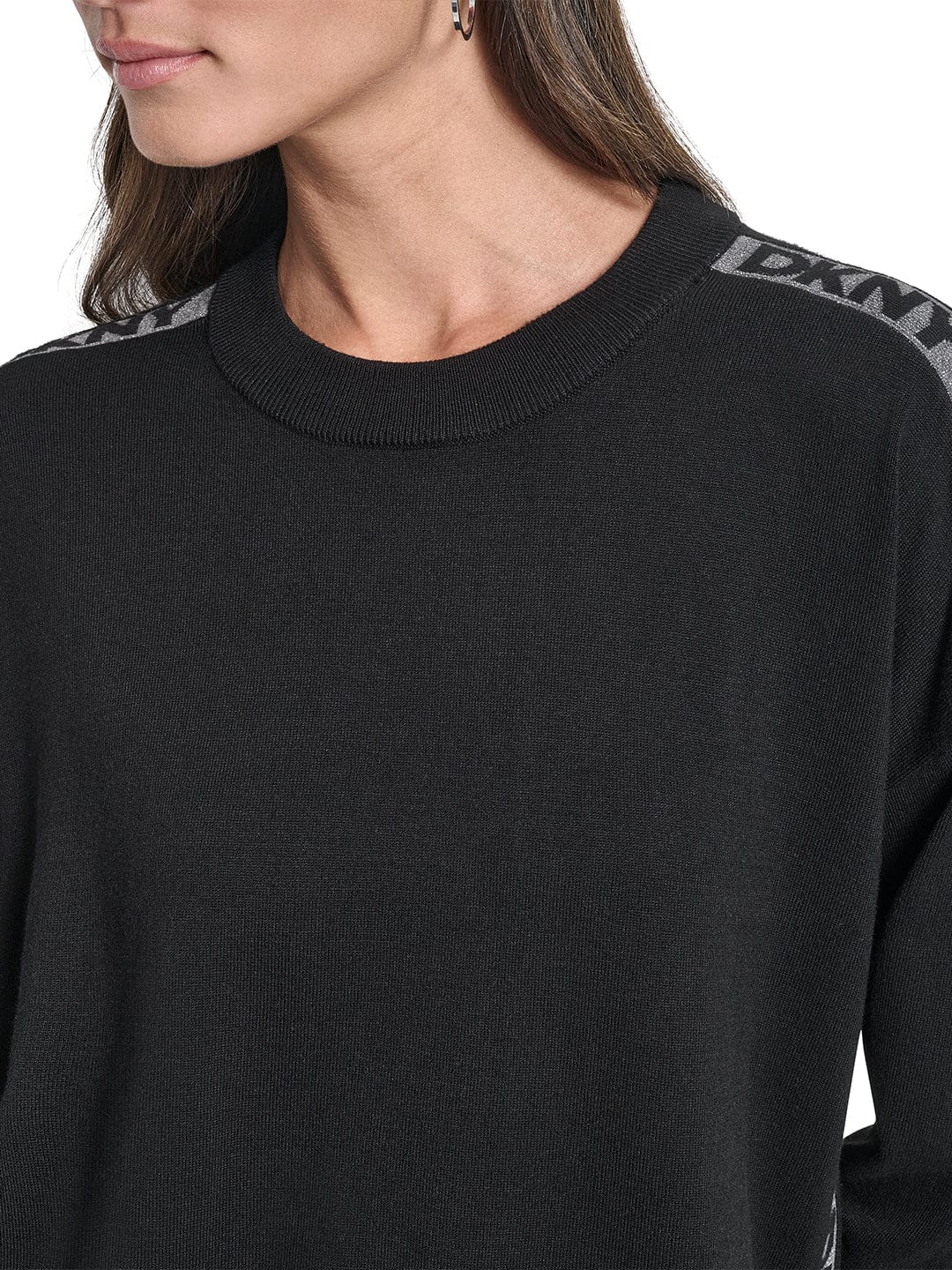 DKNY Women Black Lurex Round Neck Sweater