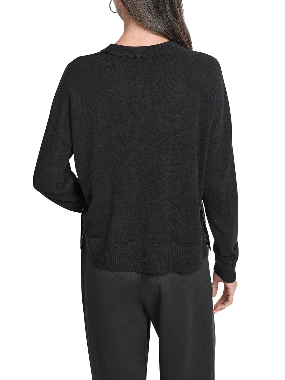 DKNY Women Black Lurex Round Neck Sweater