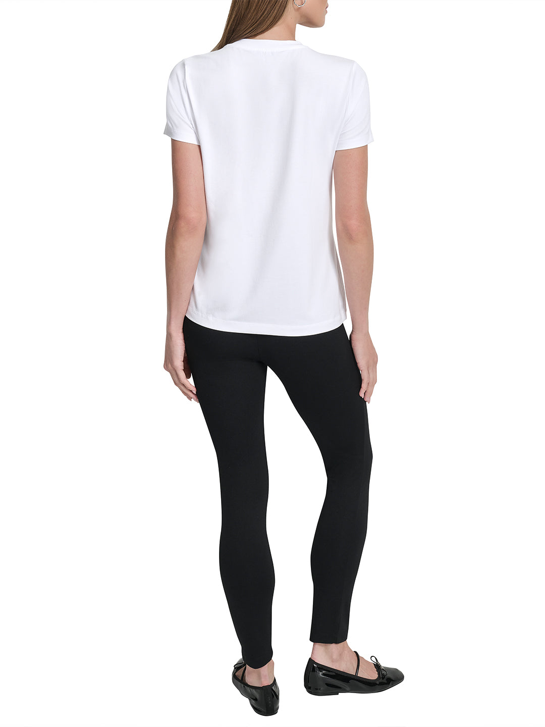 DKNY Women White Placement Print Round Neck Tshirt