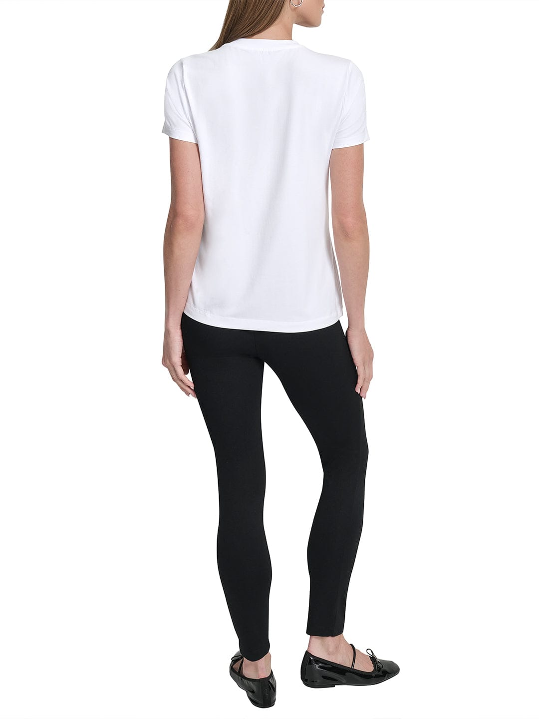 DKNY Women White Placement Print Round Neck Tshirt