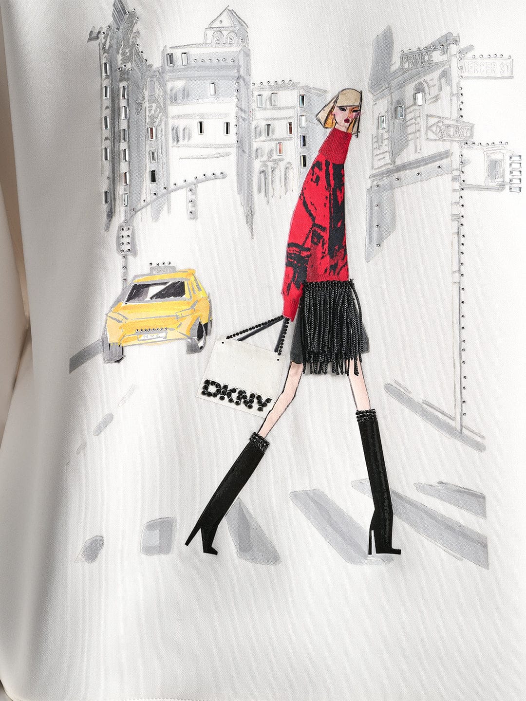 DKNY Women White Placement Print Round Neck Sweatshirt