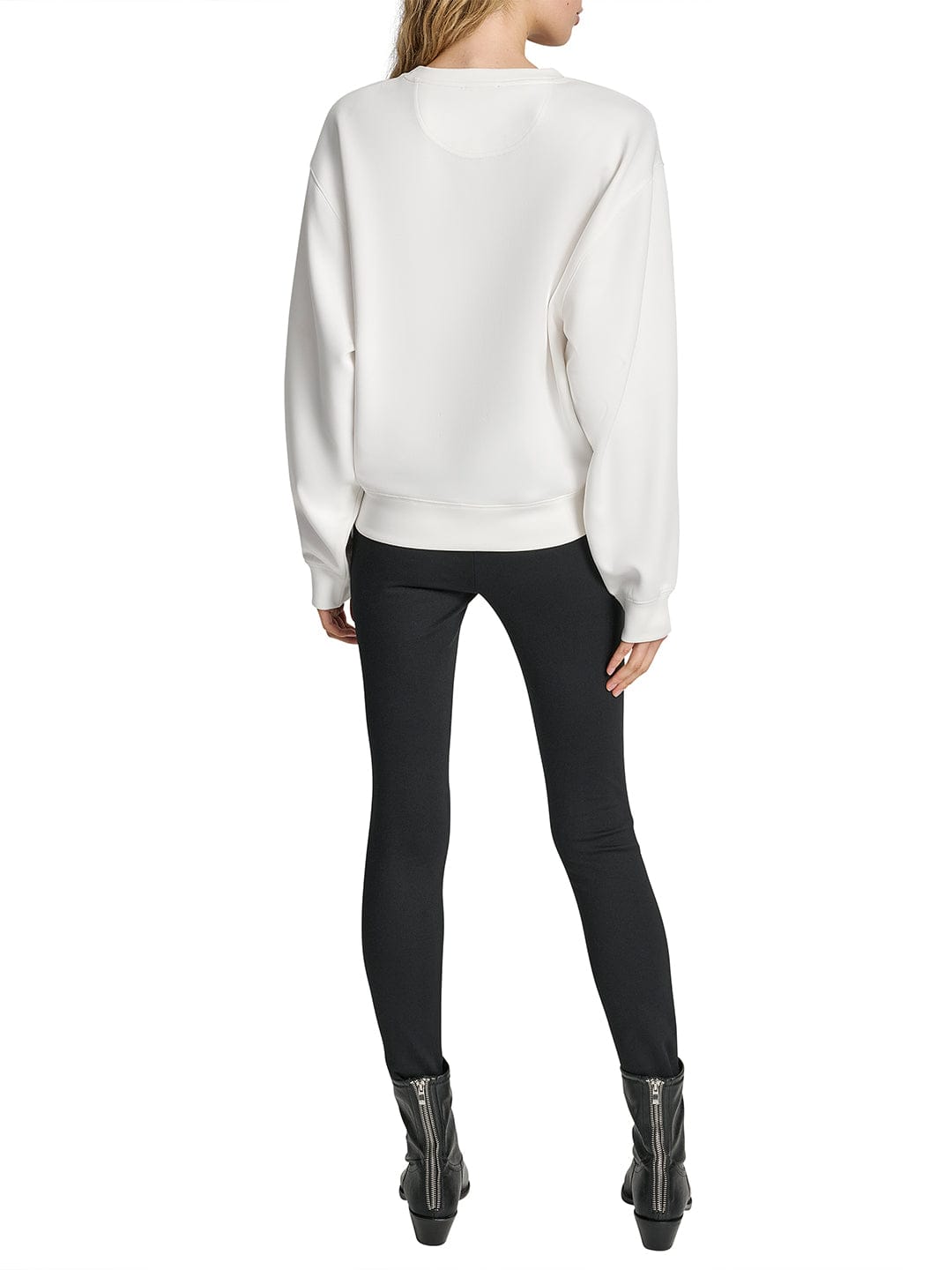 DKNY Women White Placement Print Round Neck Sweatshirt