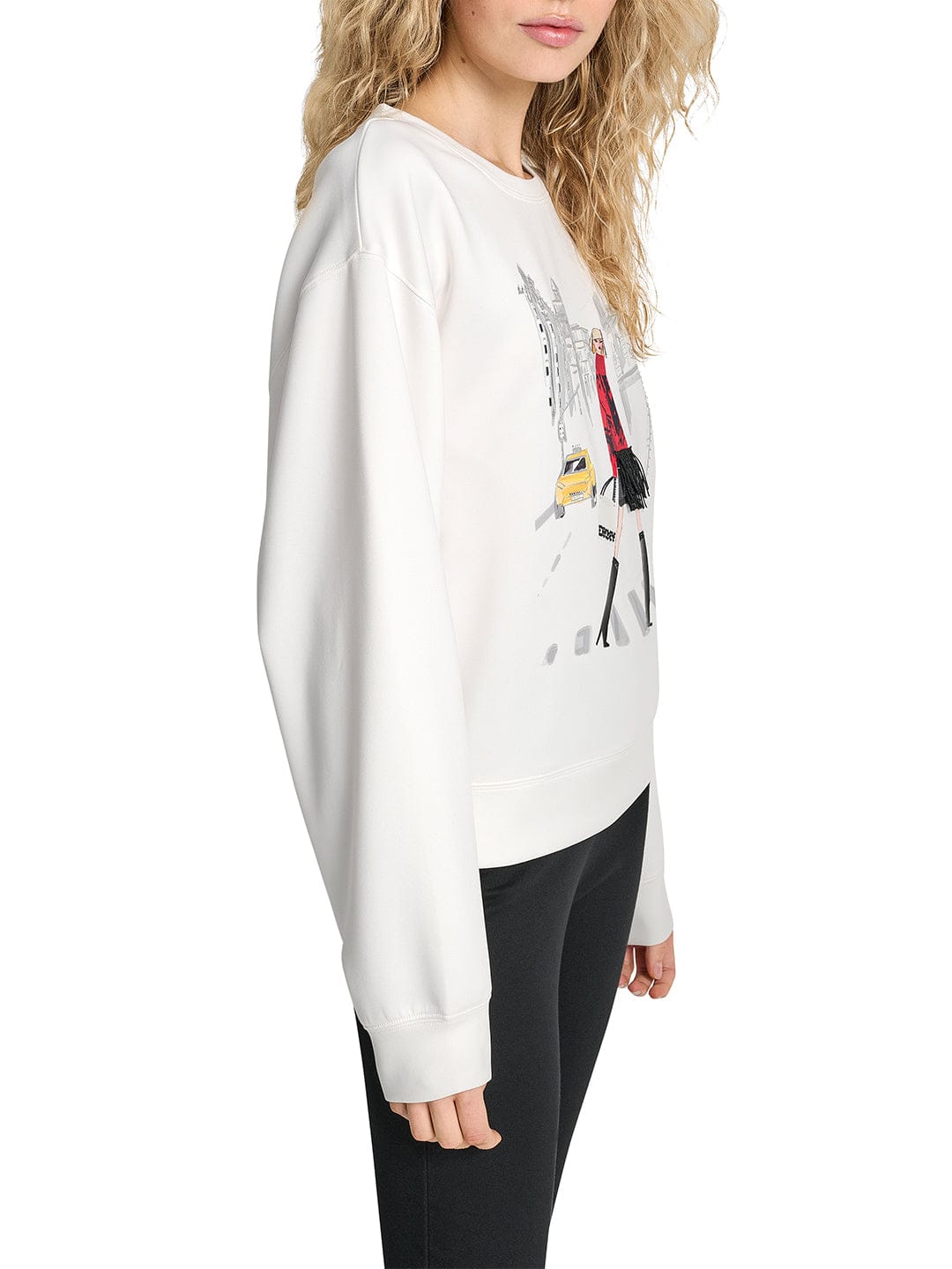 DKNY Women White Placement Print Round Neck Sweatshirt