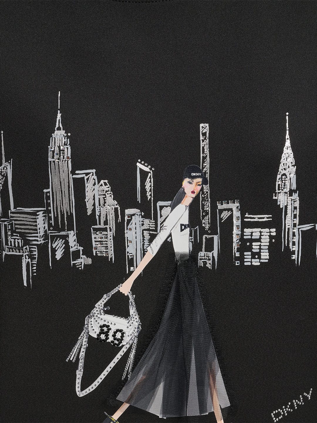 DKNY Women Black Placement Print Round Neck Sweatshirt