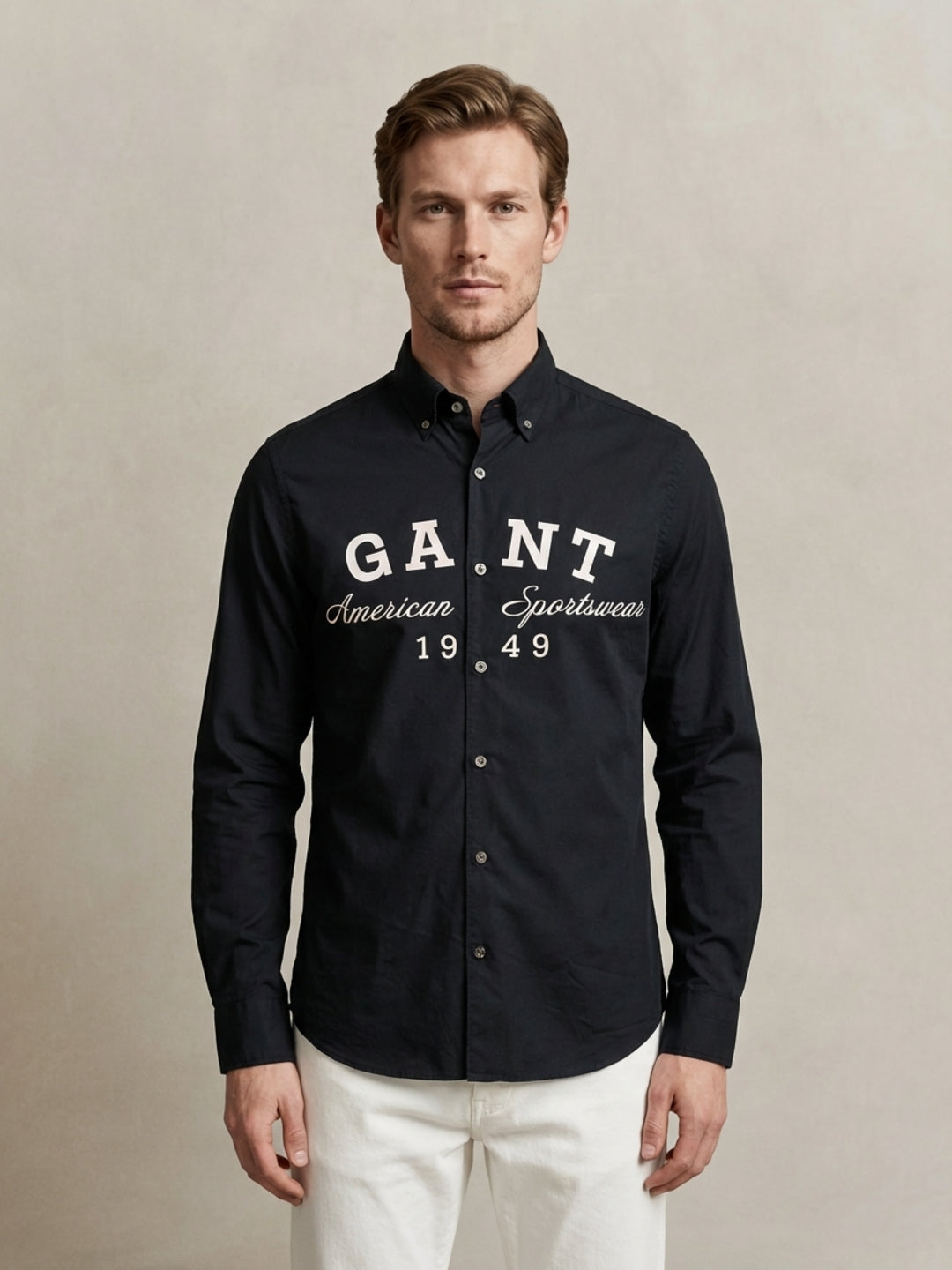 Gant Men Black Printed Regular Fit Pure Cotton Shirt