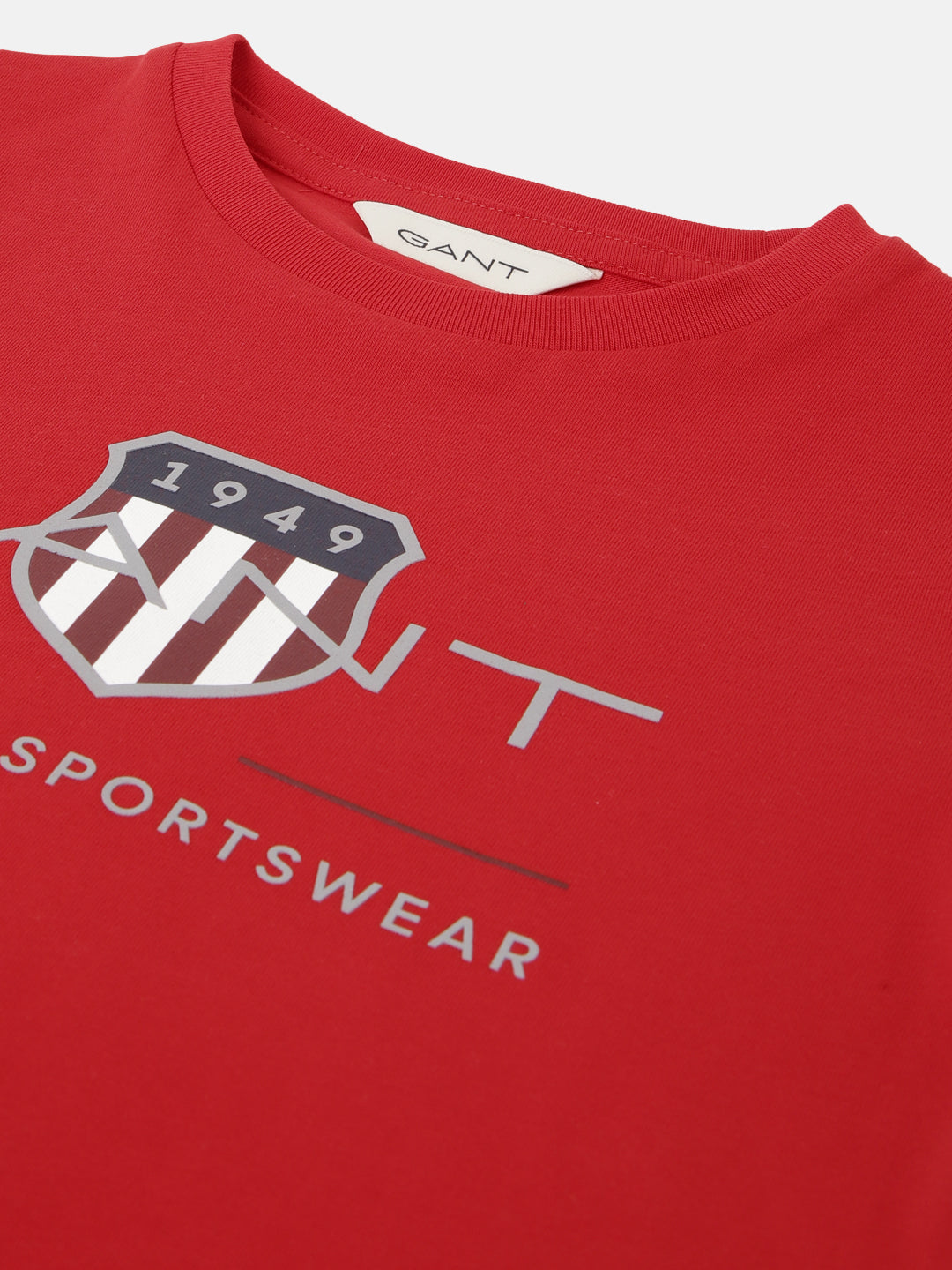 Gant Kids Red Solid Round Neck Short Sleeves T-Shirt