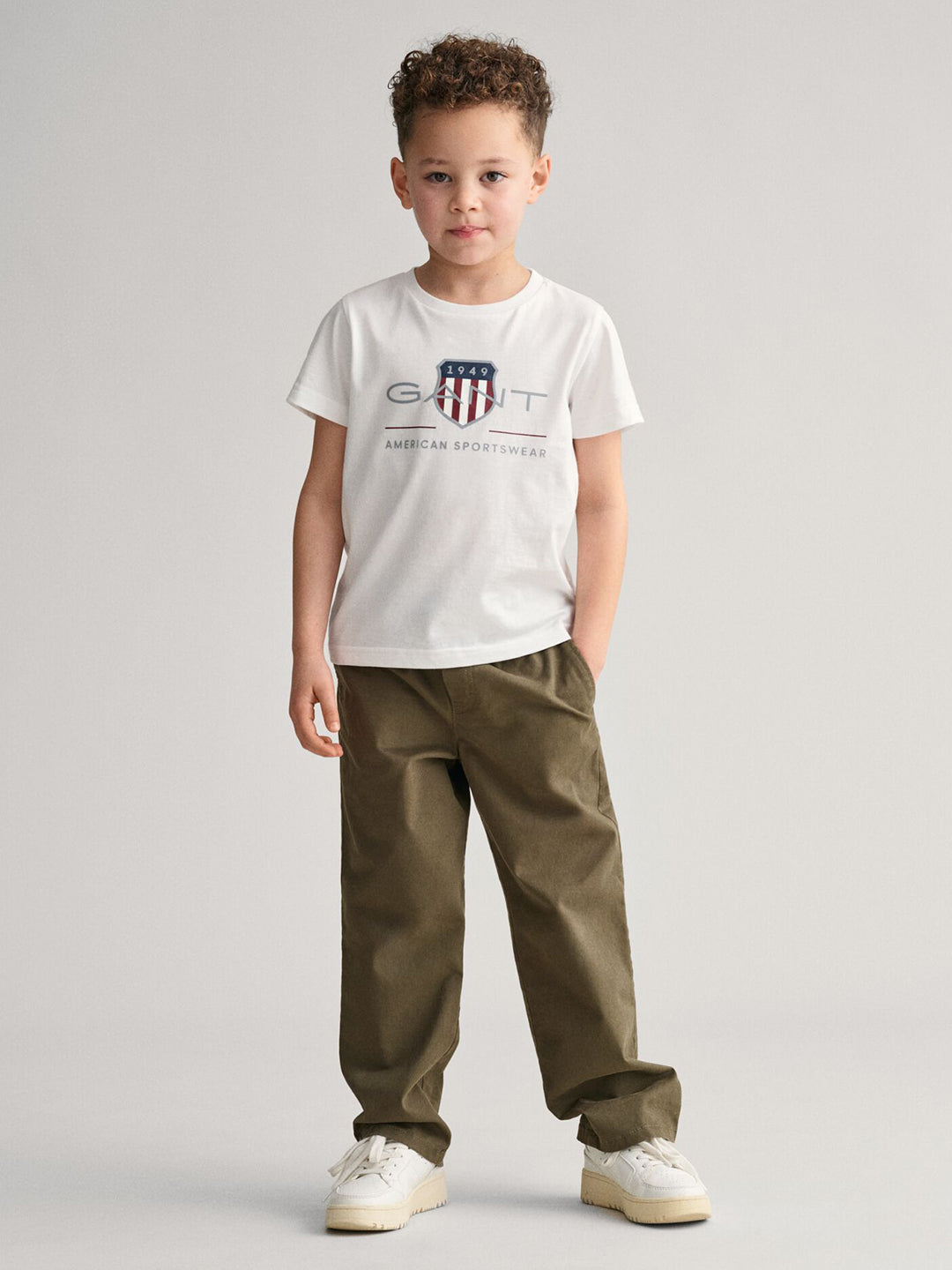 Gant Boys White Printed Round Neck Short Sleeves T-Shirt