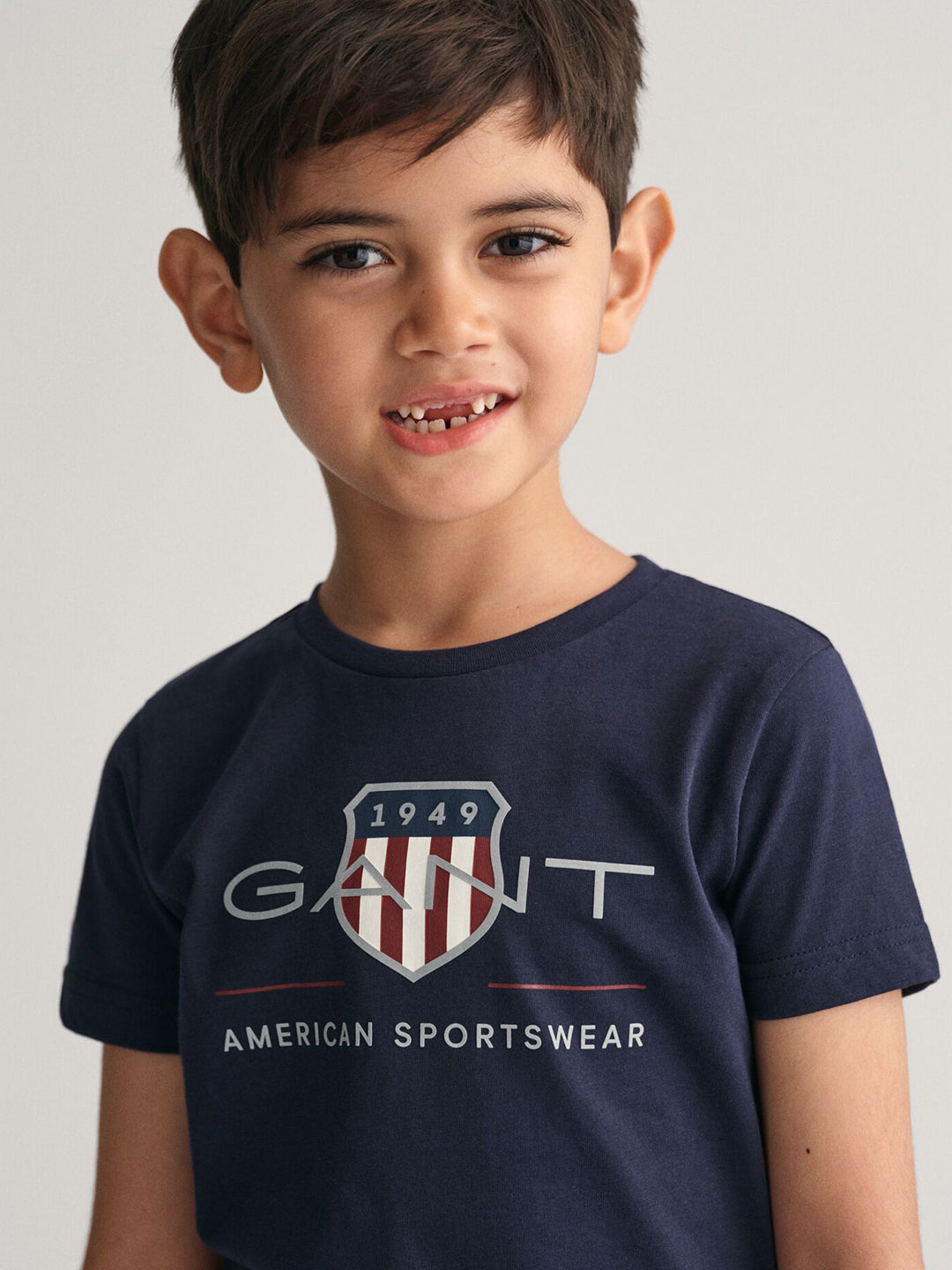 Gant Boys Blue Printed Round Neck Short Sleeves T-Shirt