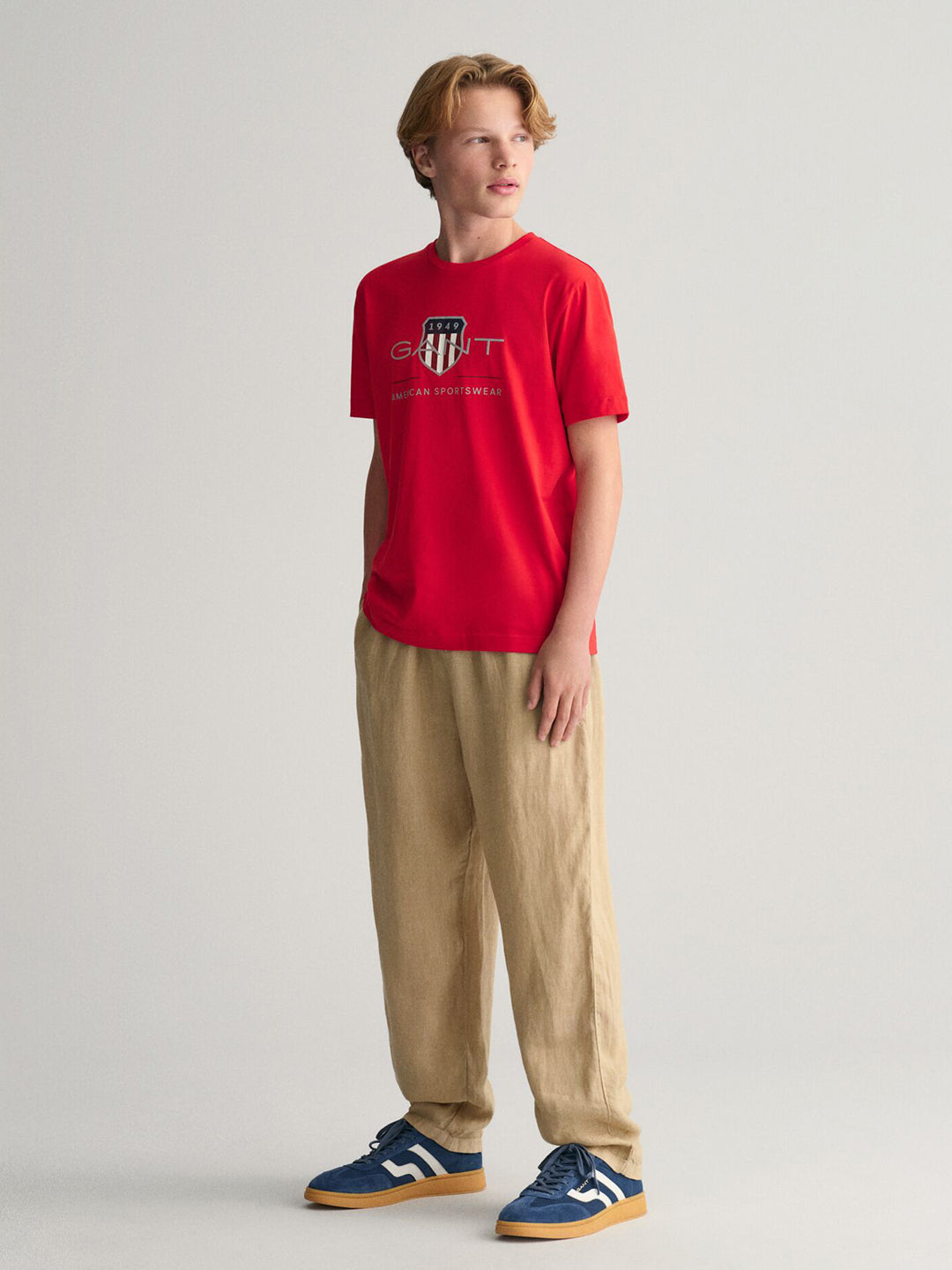 Gant Boys Red Printed Round Neck Short Sleeves T-Shirt