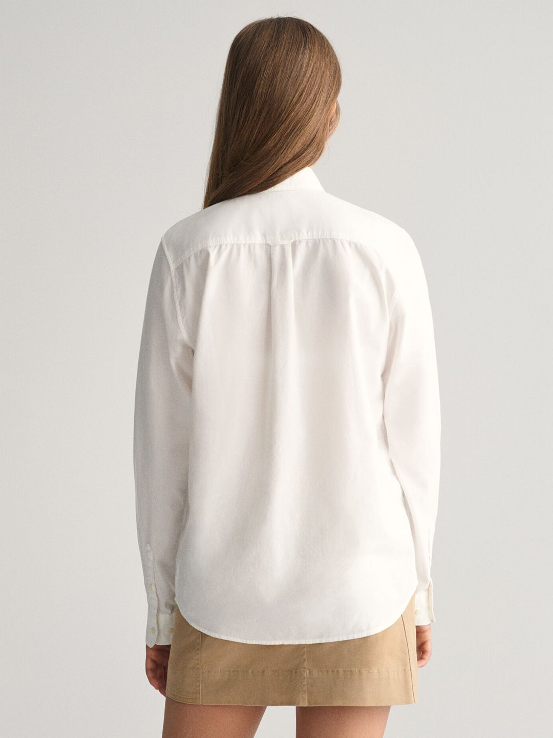 Gant Unisex White Solid Button-Down Collar Full Sleeves Shirt