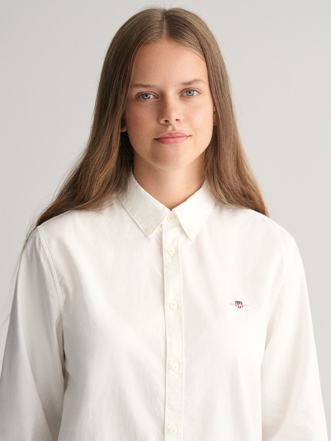 Gant Unisex White Solid Button-Down Collar Full Sleeves Shirt