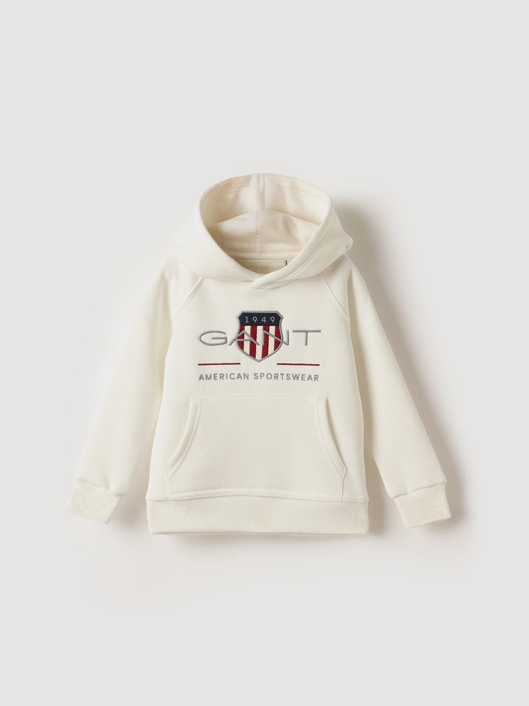 Gant Boys Off White Solid Hoodie Sweatshirt