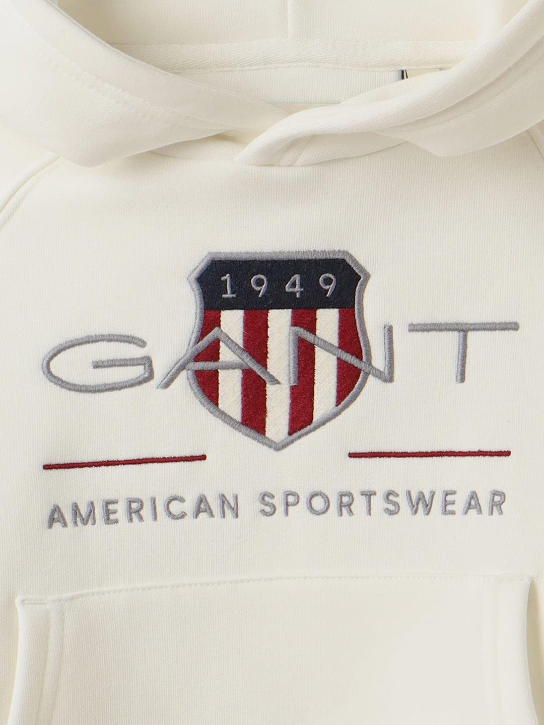 Gant Boys Off White Solid Hoodie Sweatshirt