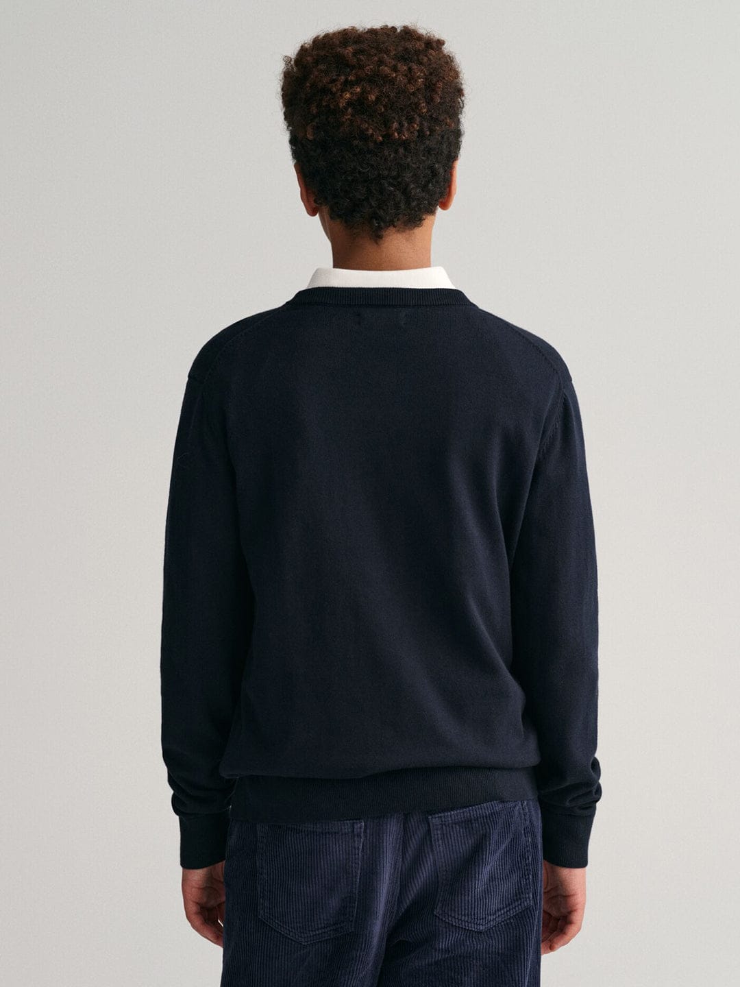 Gant Kids Blue Solid Round Neck Sweater