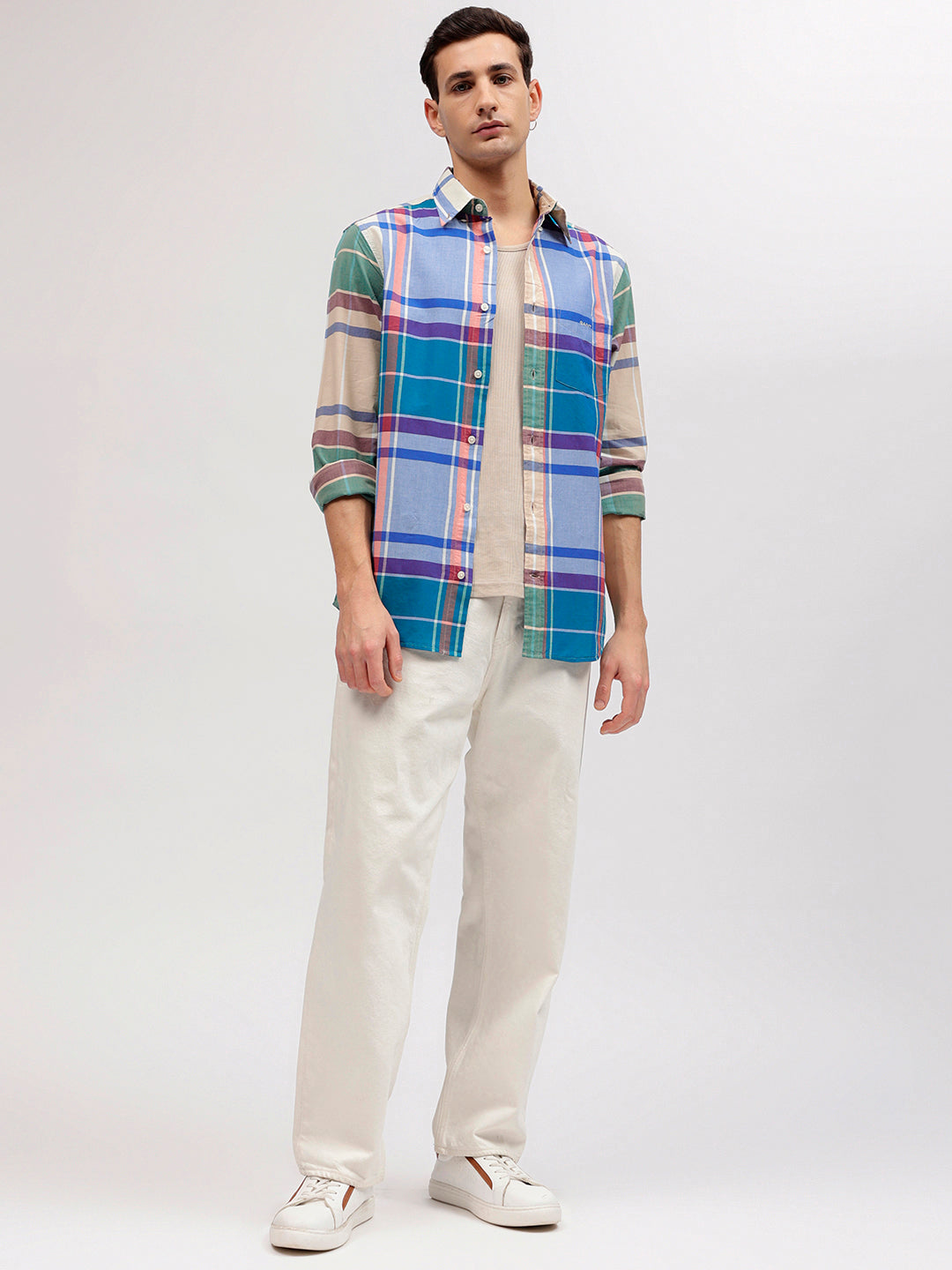 Gant Men Multicolour Checked Button-down Collar Full Sleeves Shirt