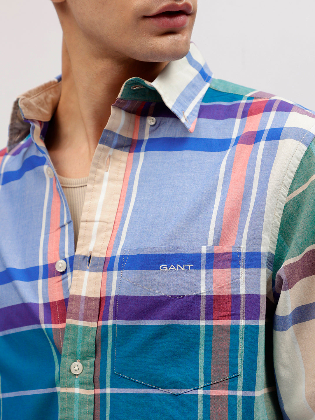 Gant Men Multicolour Checked Button-down Collar Full Sleeves Shirt